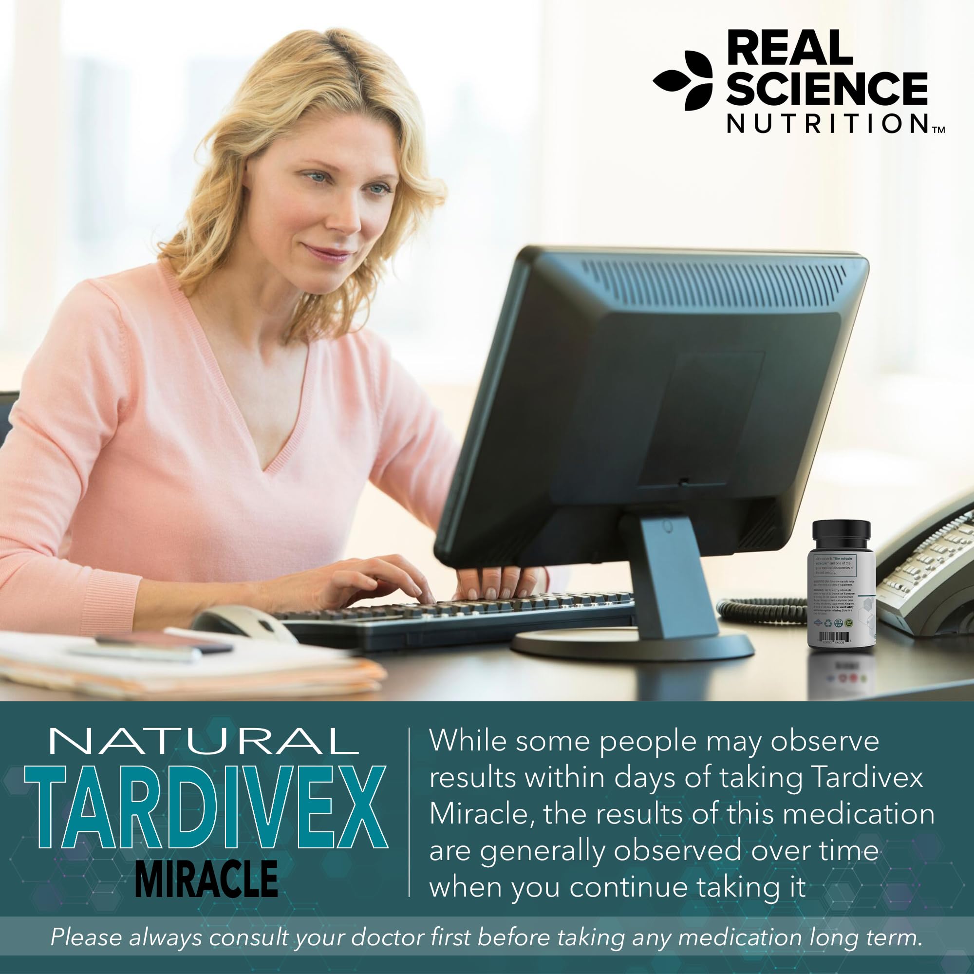 Real Science Tardivex All Natural Nerve Support Supplement for Neurological Balance - Includes Vinitrox, GABA & Essential Vitamins for Controlled Movement & Coordination - Made in USA, 60 Caps Real Science Nutrition Au supplements