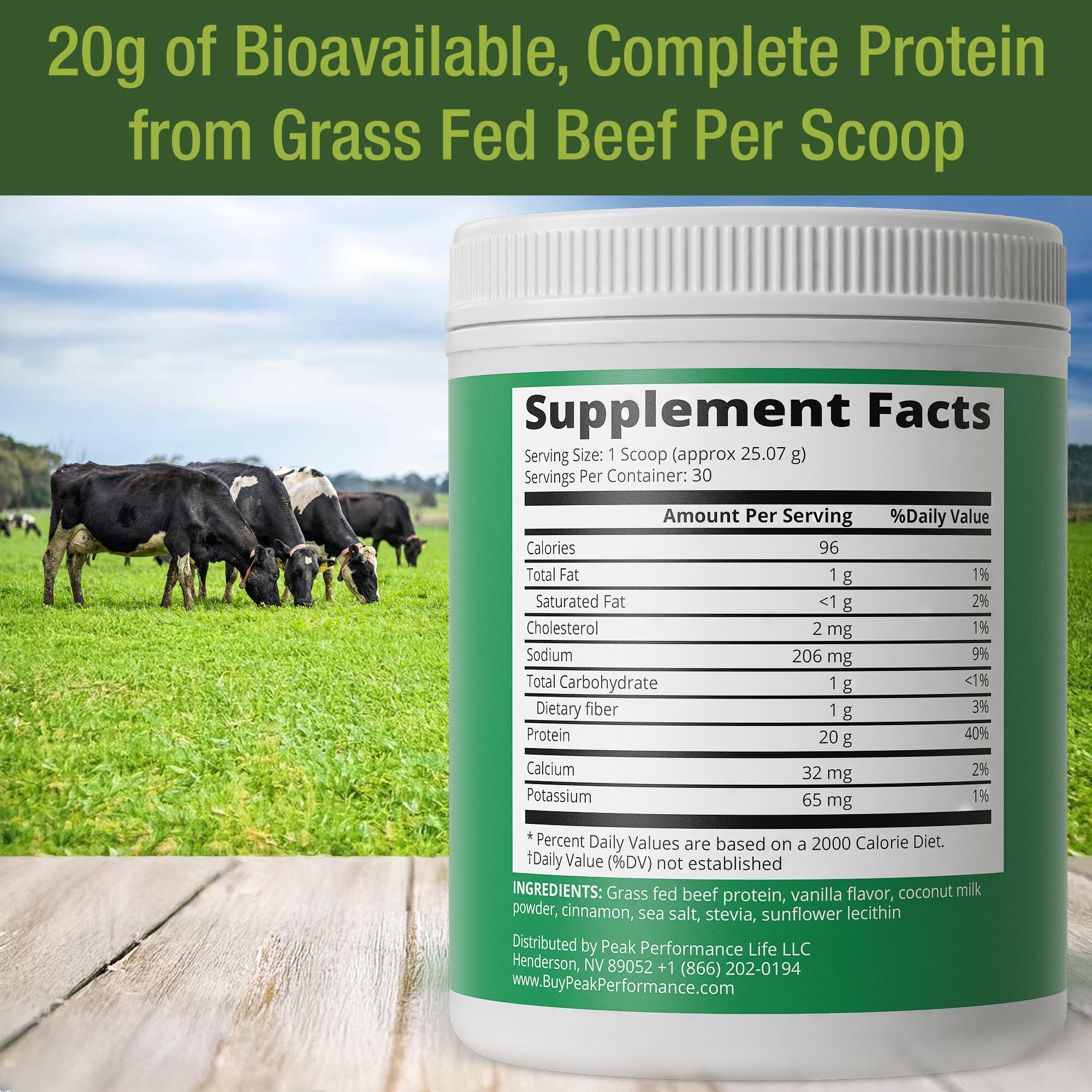Grass Fed Beef Protein Powder - Lactose Free Great Tasting Beef Protein Isolate. Complete Animal Based Non Dairy Paleo Carnivore Supplement for Prime Muscle Building. No Whey. Vanilla Flavor Peak Performance Au supplements