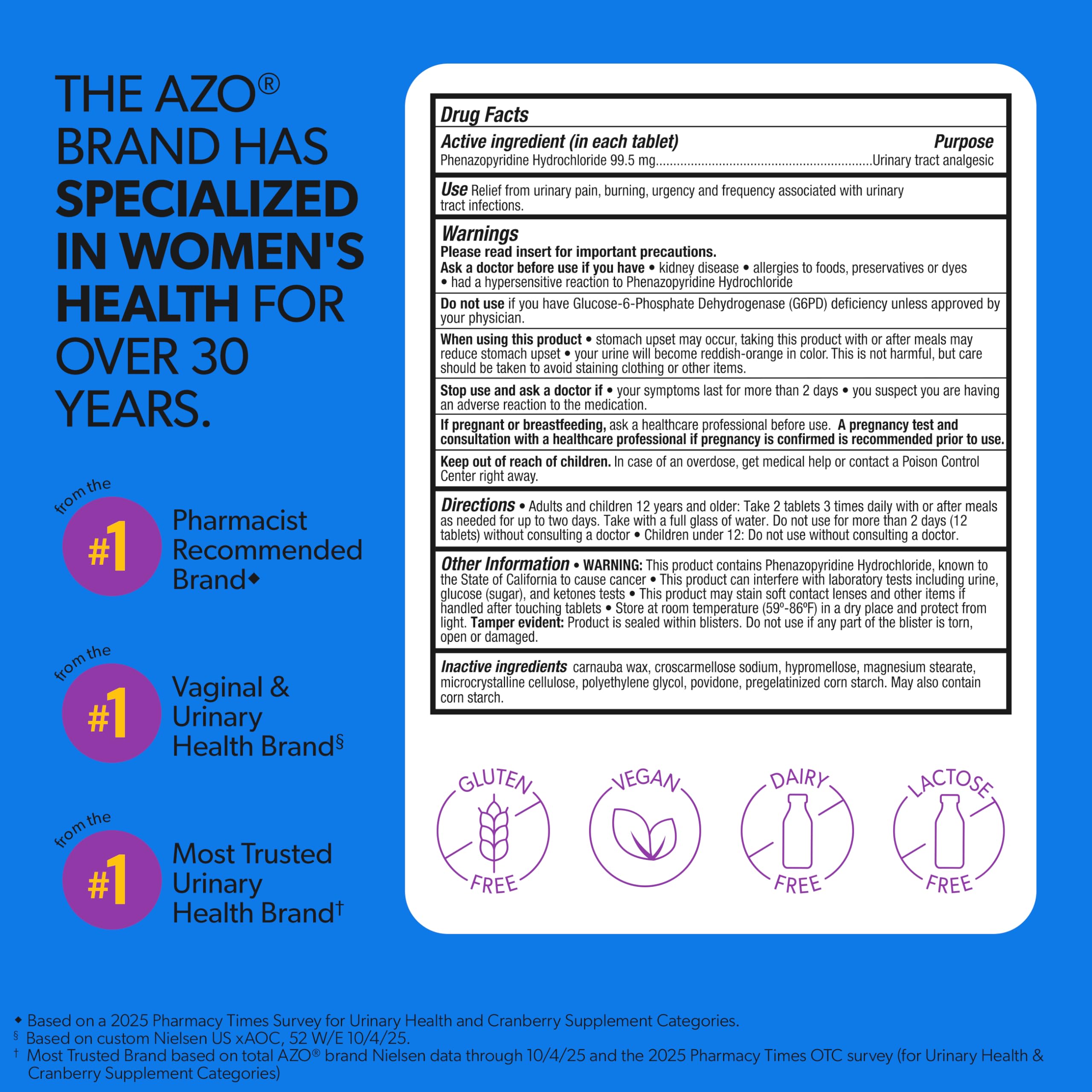 AZO Urinary Pain Relief Maximum Strength, Fast relief of UTI Pain, Burning & Urgency, Targets Source of Pain, #1 Most Trusted Brand, 24 Tablets AZO Au supplements