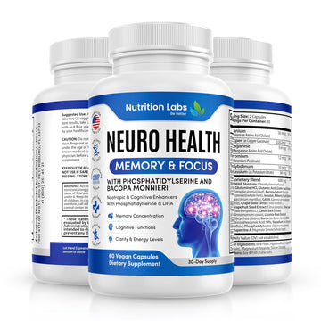 Nootropic & Neuro Brain Supplement for Memory & Focus Support. Clinically Tested Vitamins for Mental Support & Cognitive Clarity W/Bacopa Monnieri, VIT A, B6, Riboflavin, Niacin, Thiamin & Folate NUTRITION LABS BE BETTER Au supplements
