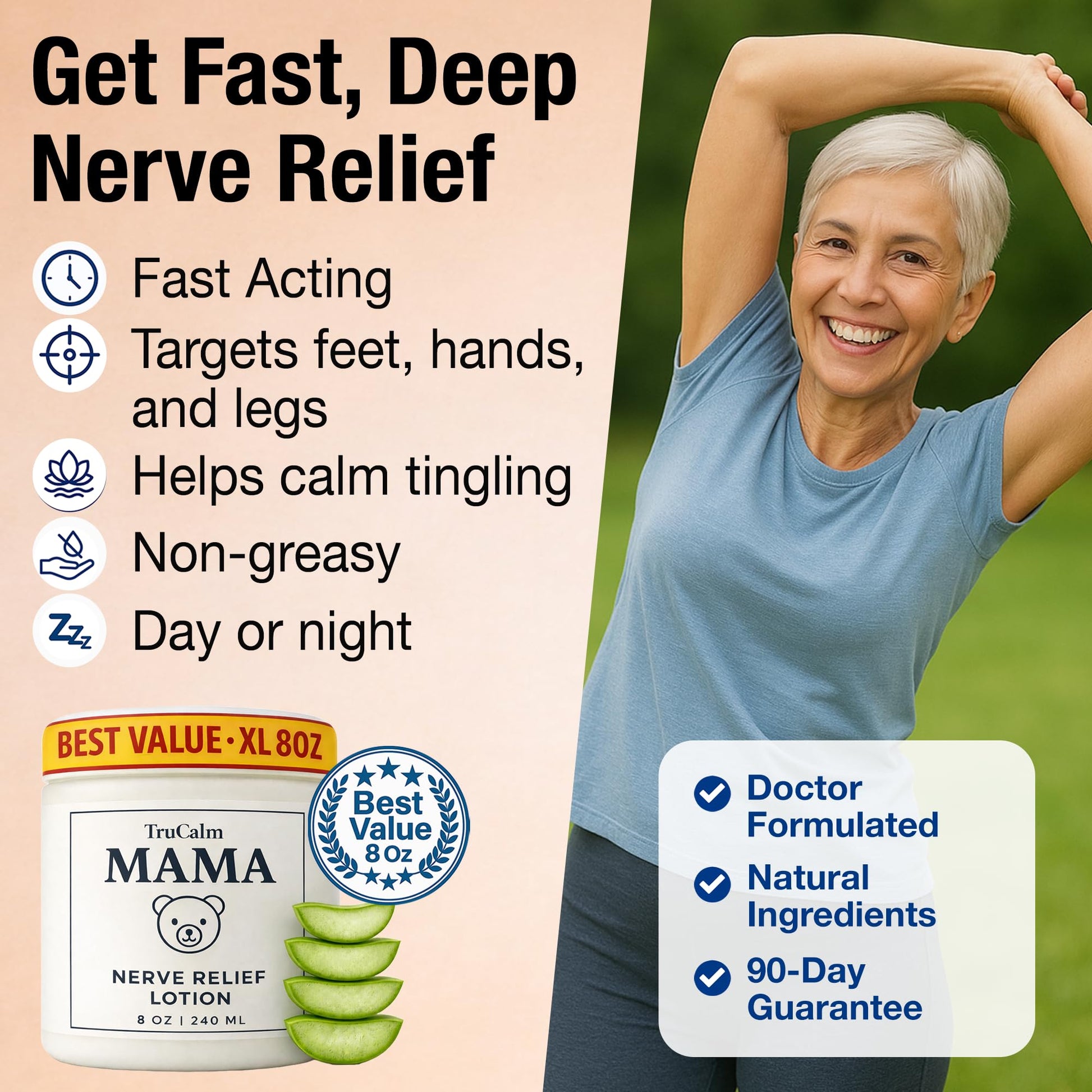 Mama Lotion – Neuropathy Nerve Relief Cream with Magnesium Chloride - Maximum Strength Comfort for Feet, Hands, Legs, Toes - Fast-Absorbing and Non-Greasy Formula for Food and Leg Comfort - 8 Oz TruCalm Mama Au supplements