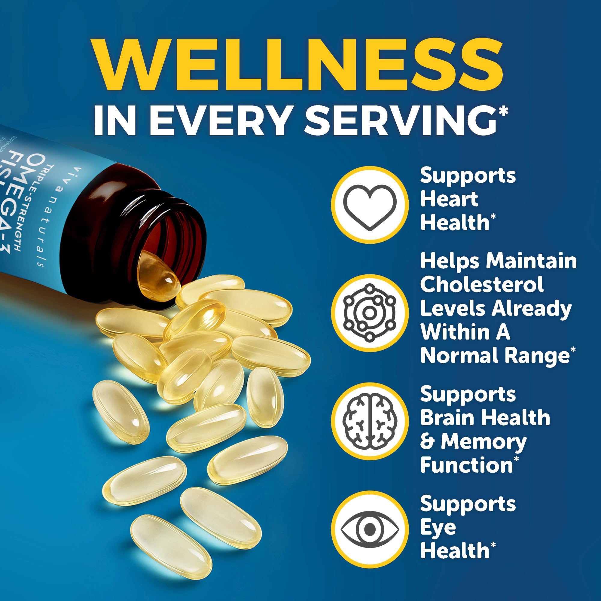 Triple Strength Fish Oil Omega 3 Supplements for Women and Men – 2500 mg High-Potency, Easy-to-Absorb Re-esterified Triglyceride Form, Pescatarian-Friendly DPA Omega 3 EPA DHA Supplement,180 Softgels Viva Naturals Au supplements