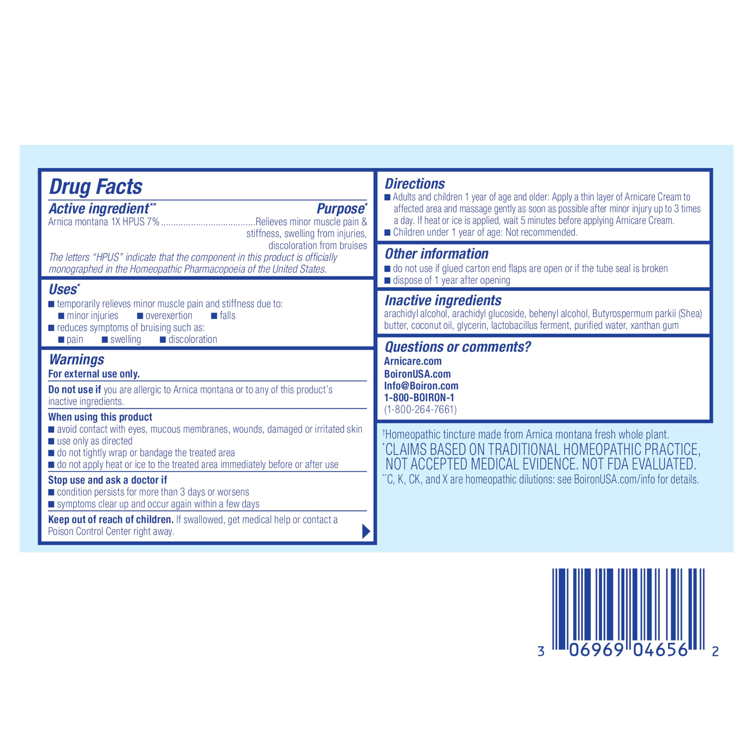 Boiron Arnicare Cream for Joint Pain, Muscle Pain, Swelling, Soreness, Stiffness, and Bruises - Fast Absorbing and Fragrance-Free - 2.5 oz Boiron Au supplements