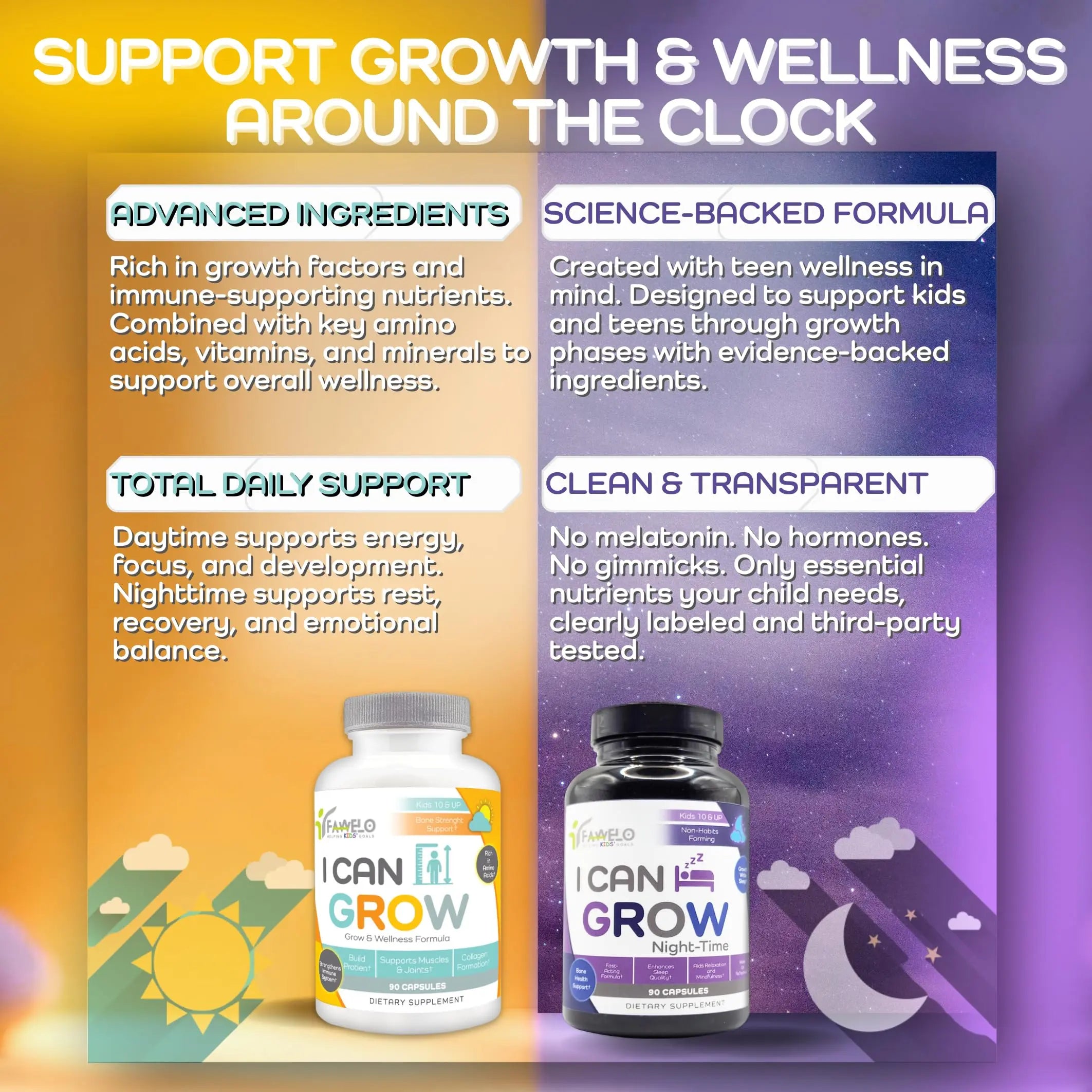 I Can Grow (3 Pack) Height Boosters for Kids 10+, Teen Vitamins for tru Height - Natural Growth Supplement for Optimal Development - Supports Bone Strength and Immune Health with Colostrum Fawelo Au supplements