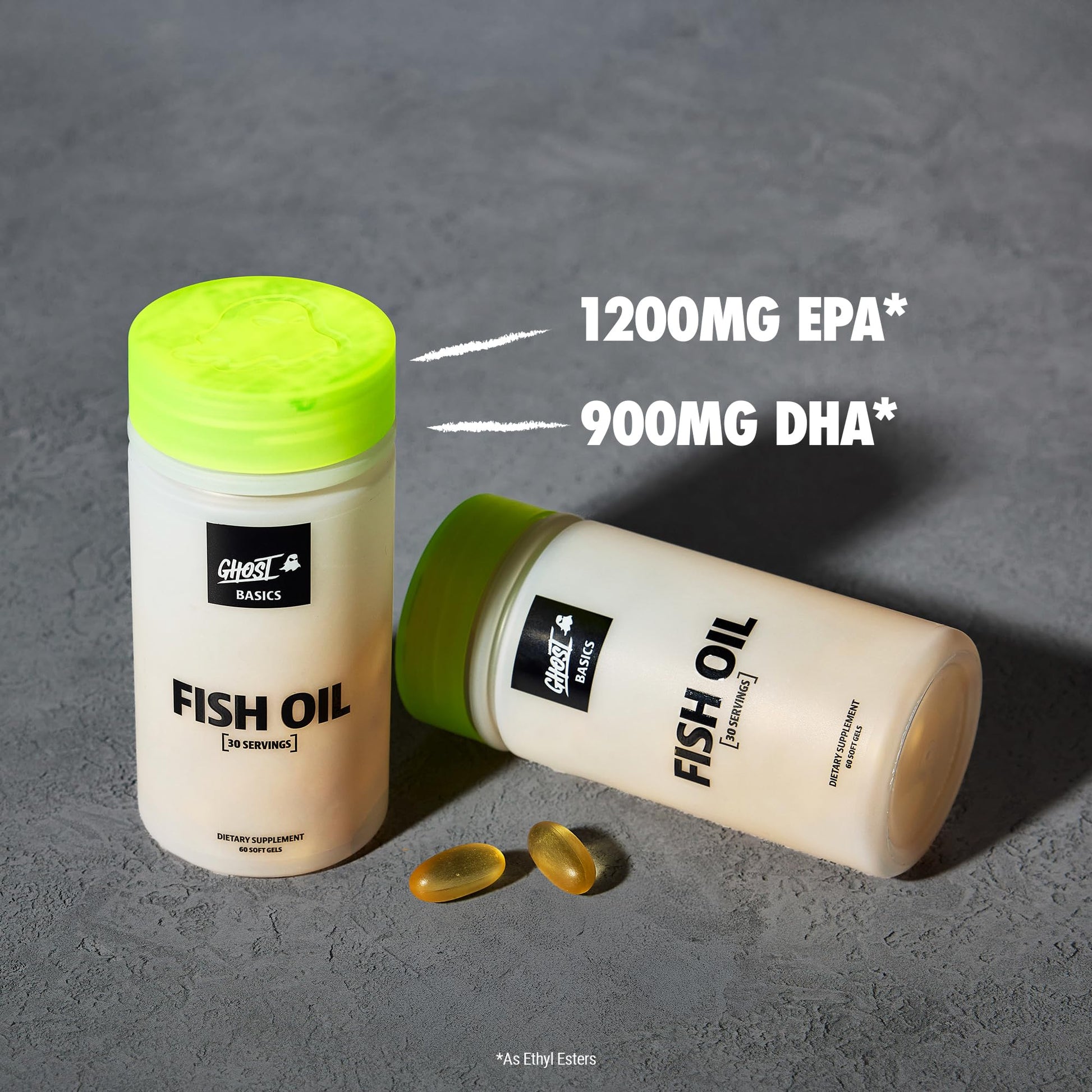 GHOST Basics Fish Oil Supplement, 3000MG Daily Omega 3 Fatty Acids with DHA & EPA for Brain, Heart Health & Immunity Support - Gluten-Free & Soy-Free - 60 Enteric Coated Softgels GHOST Au supplements