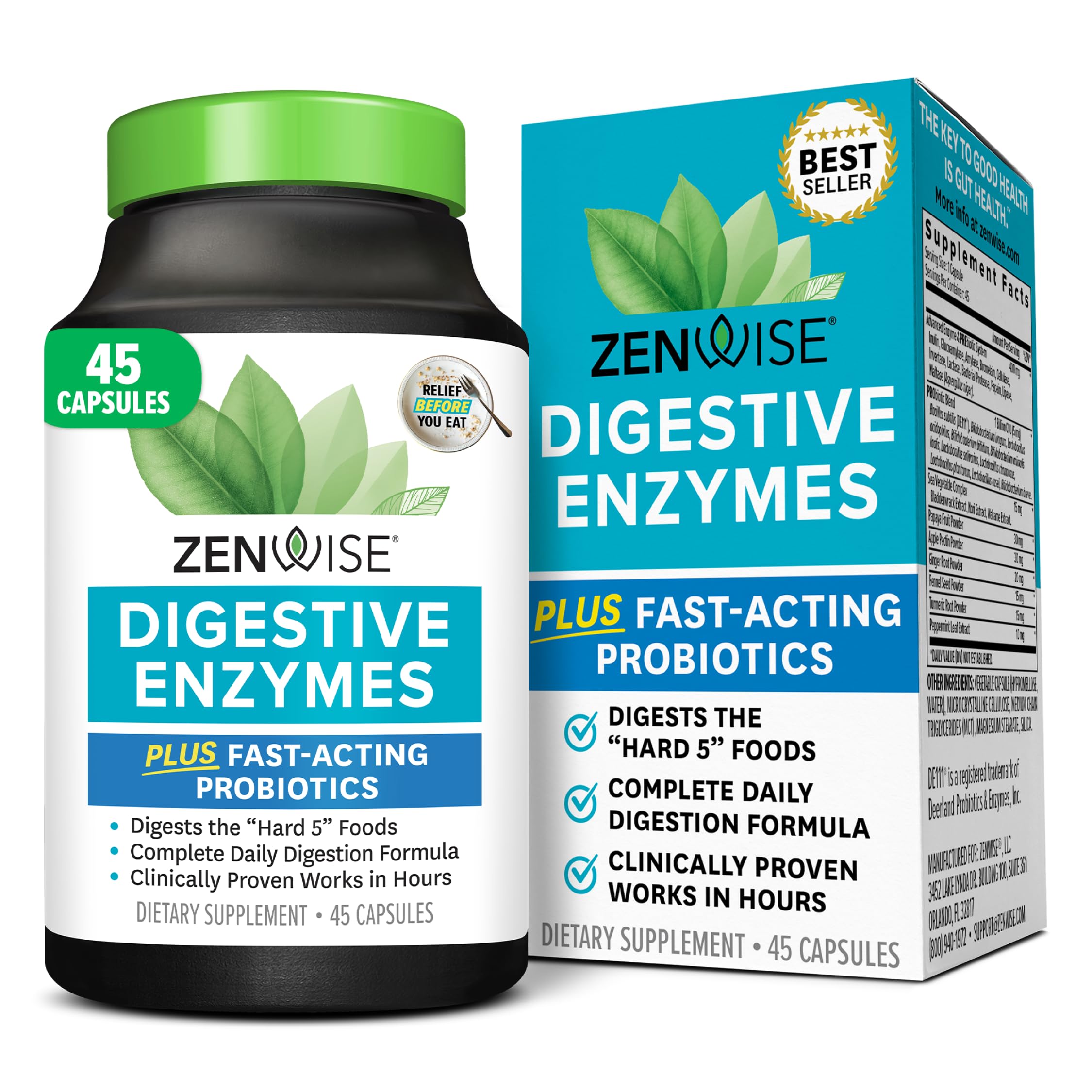 Zenwise Health Digestive Enzymes with Bromelain & Papaya - Multi Enzymes Digestion Supplement with Probiotics & Prebiotics for Gut Health, Gas & Bloating Relief - Men & Women - 45 Vegetarian Capsules Zenwise Health Au supplements