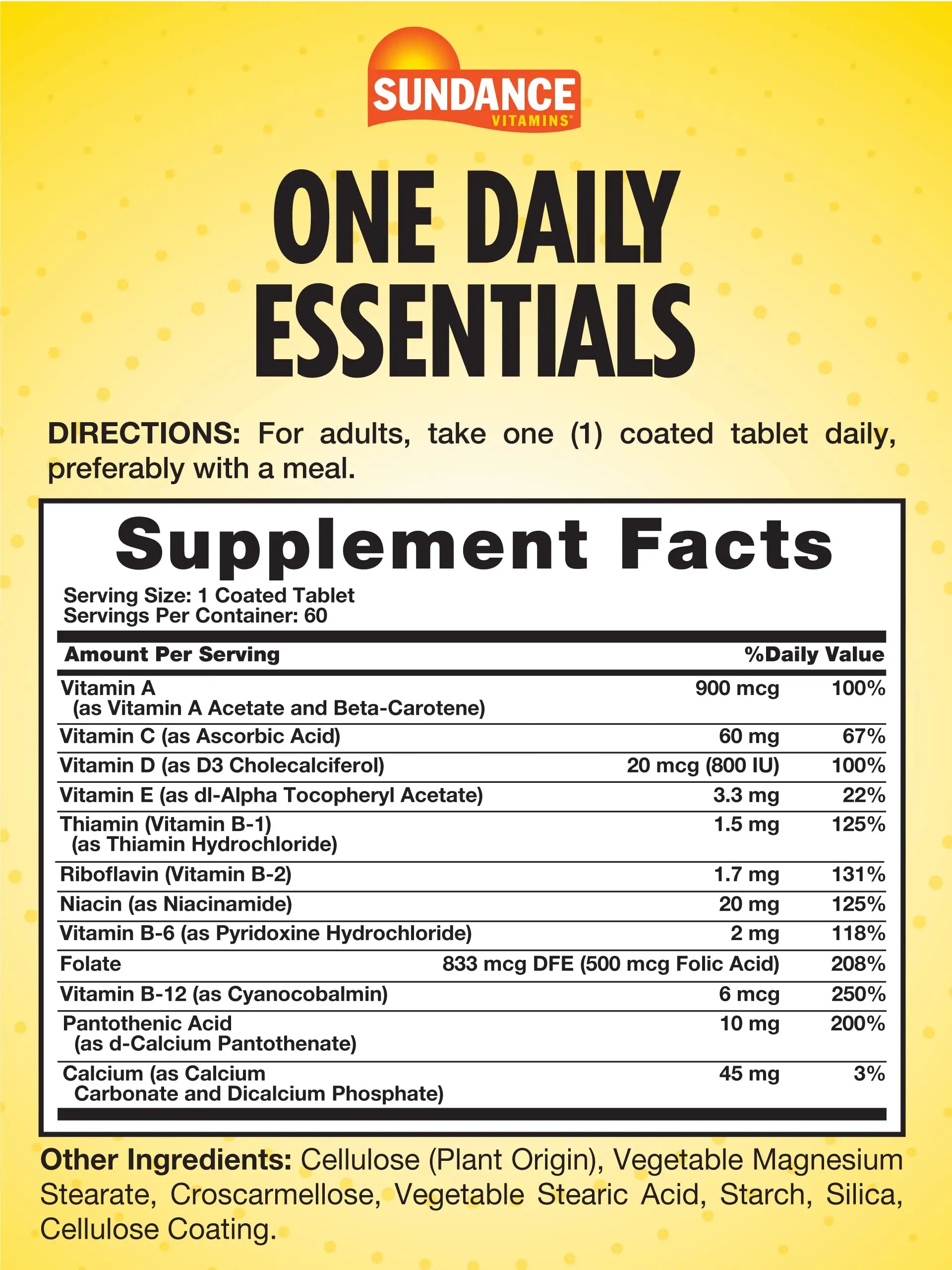 Sundance Daily Multivitamin for Adults | 60 Tablets | High Potency Formula | Non-GMO and Gluten Free Supplement Sundance Au supplements