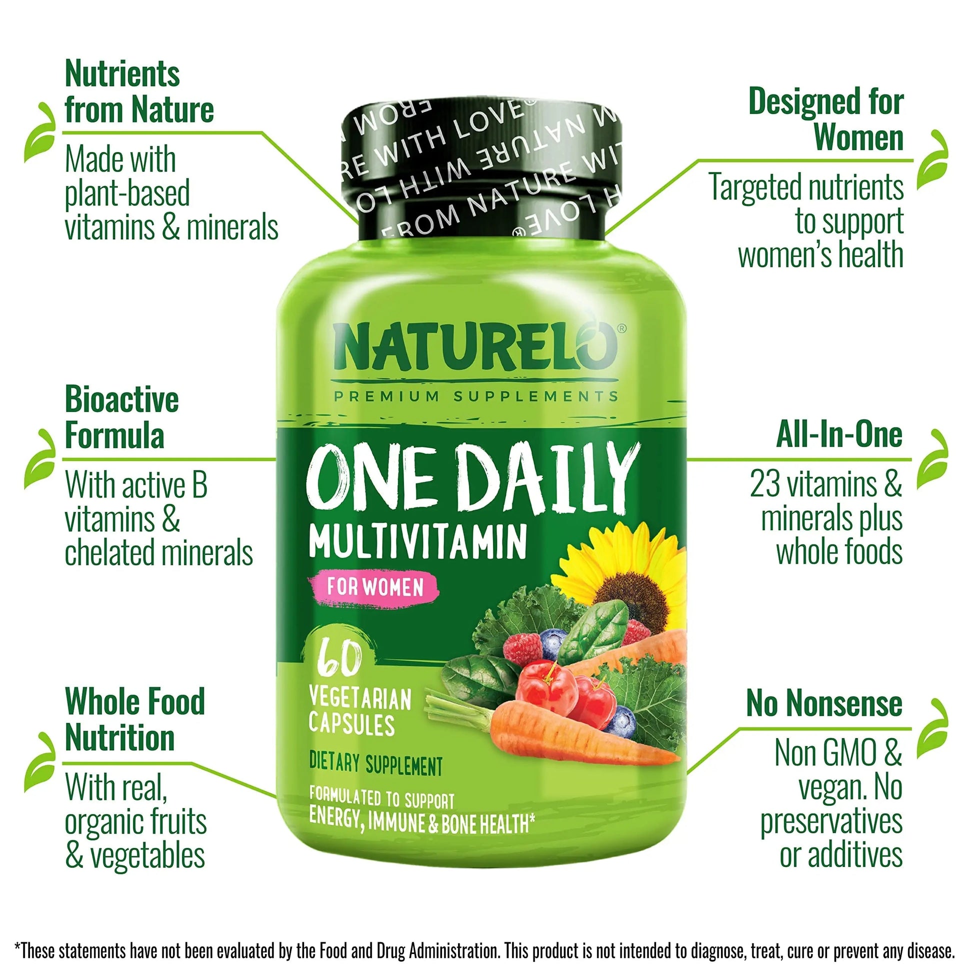 NATURELO Teen Multivitamin - Whole Food, 60 Capsules and One Daily Multivitamin for Women, 60 Capsules - 2 Month Supply Bundle NATURELO Au supplements