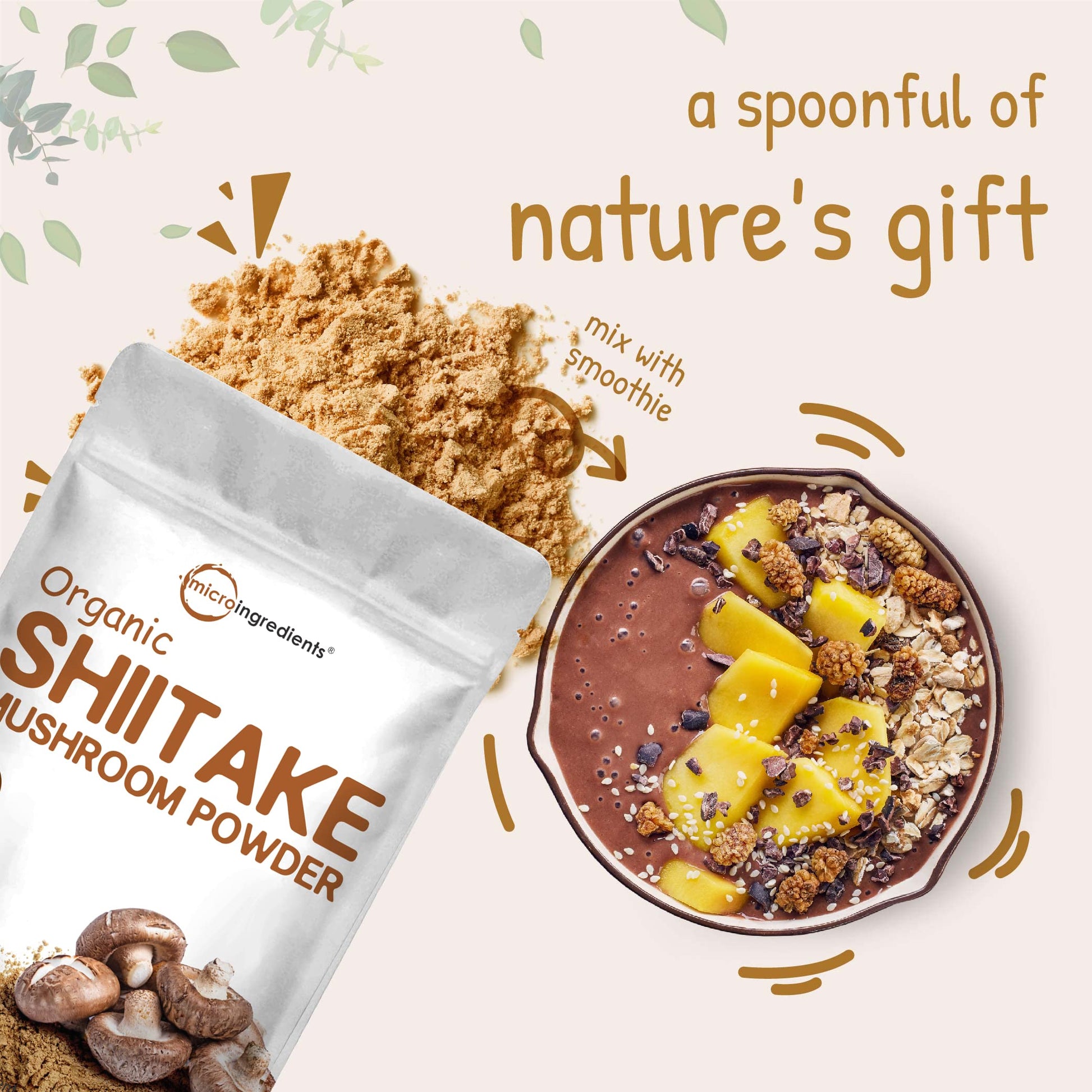 Sustainably US Grown, Organic Shiitake Mushrooms Powder, 8 Ounce Micro Ingredients Au supplements