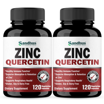 Zinc Quercetin Vegetarian Capsules 120 Ct- (2 Pack) Sandhu's Au supplements