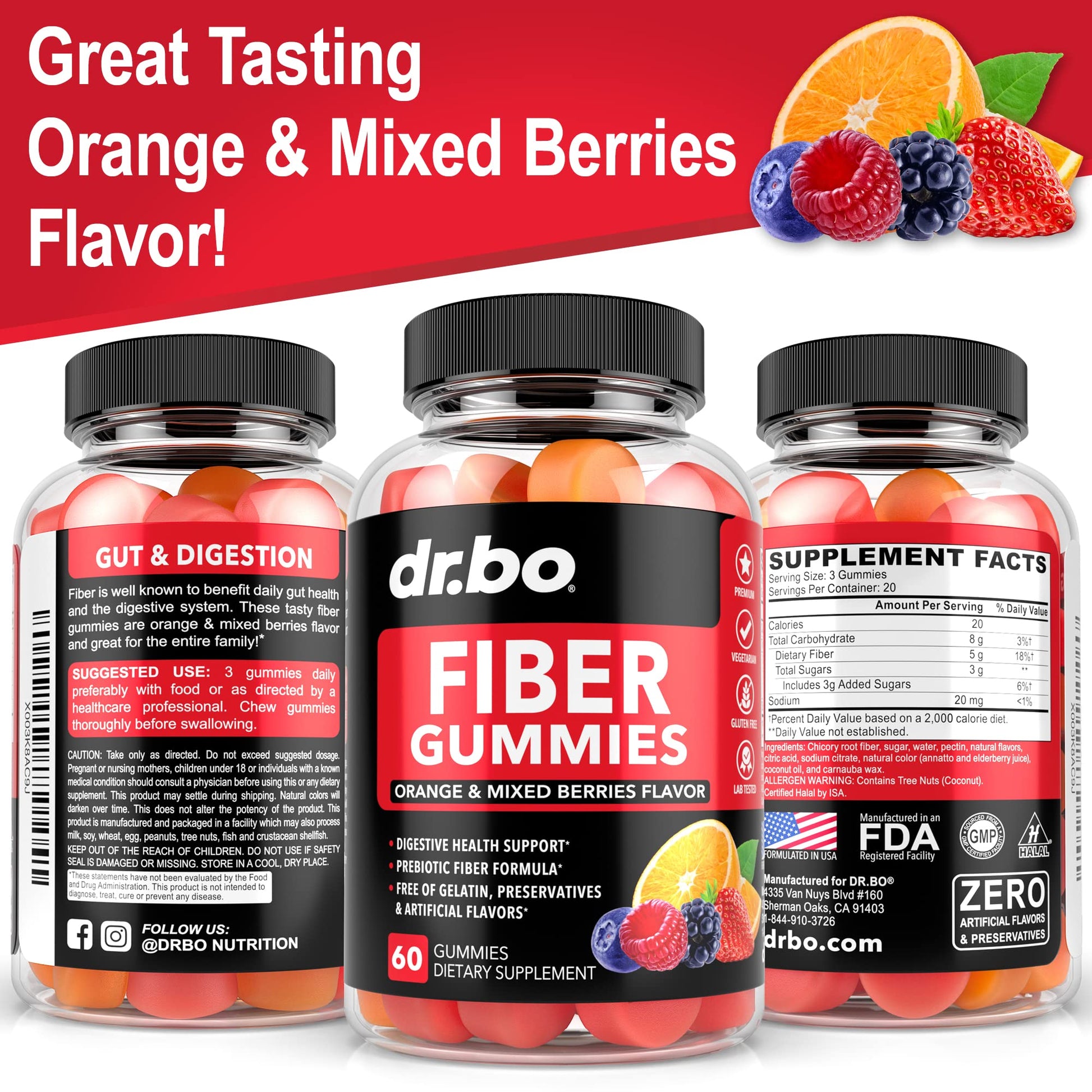 Fiber Gummies for Adults & Kids - Tasty Gummy Prebiotic Fiber Supplement for Max Digest DR. BO Au supplements