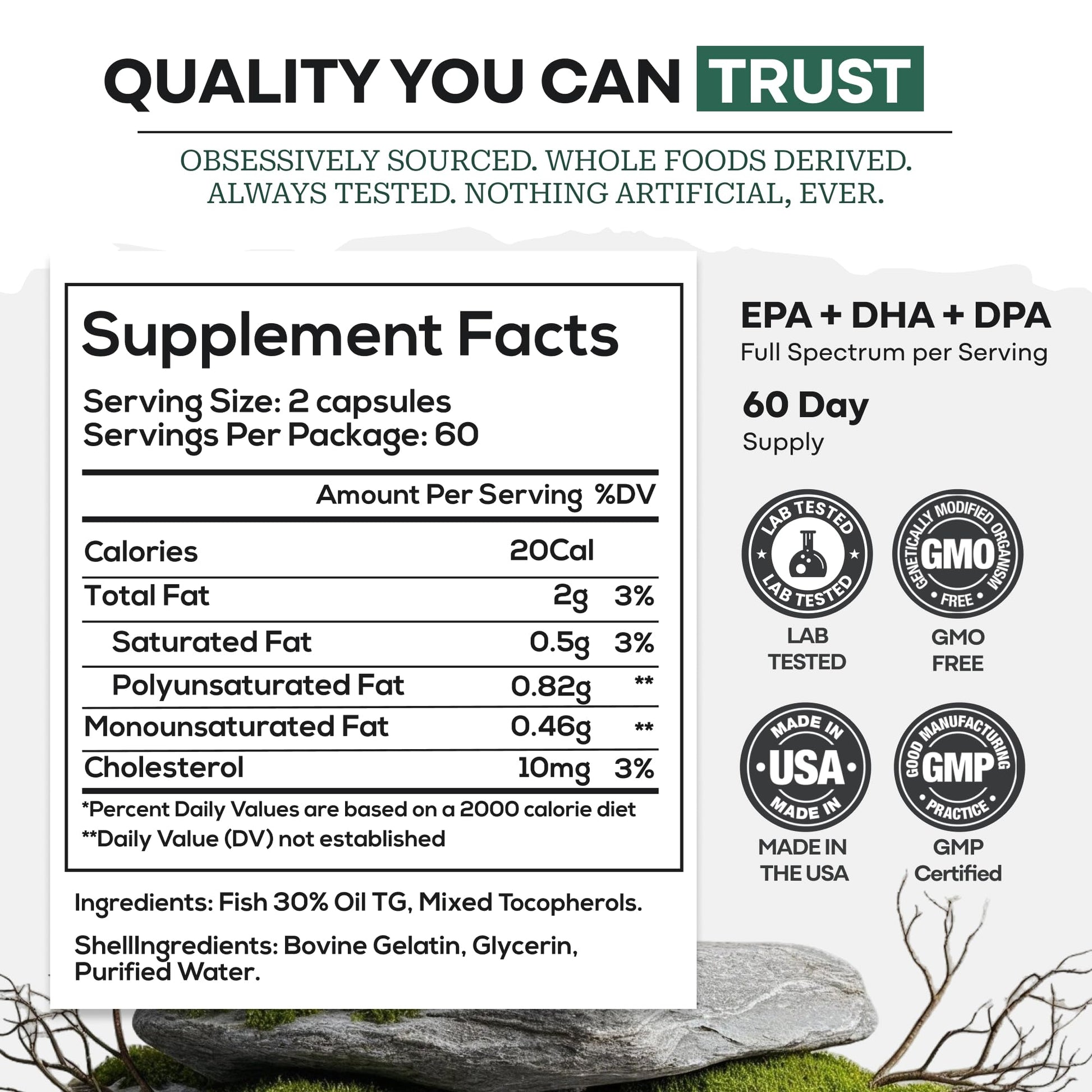Wild Foods Omega 3 Fish Oil Supplement, 120 Capsules (1 pk) | Wild Caught, Burpless, Odorless, Non-GMO, Gluten Free | DPA, DHA, EPA Triple Strength Heart & Joint Nutrition for Women & Men Wild Foods Au supplements