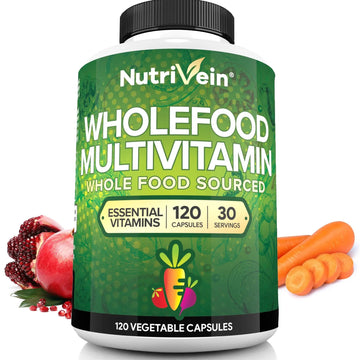 Nutrivein Whole Food Multivitamin for Men & Women – 120 Vegan Multivitamin Caps for Adults – Daily Energy, Immune & Heart Support Nutrivein Au supplements