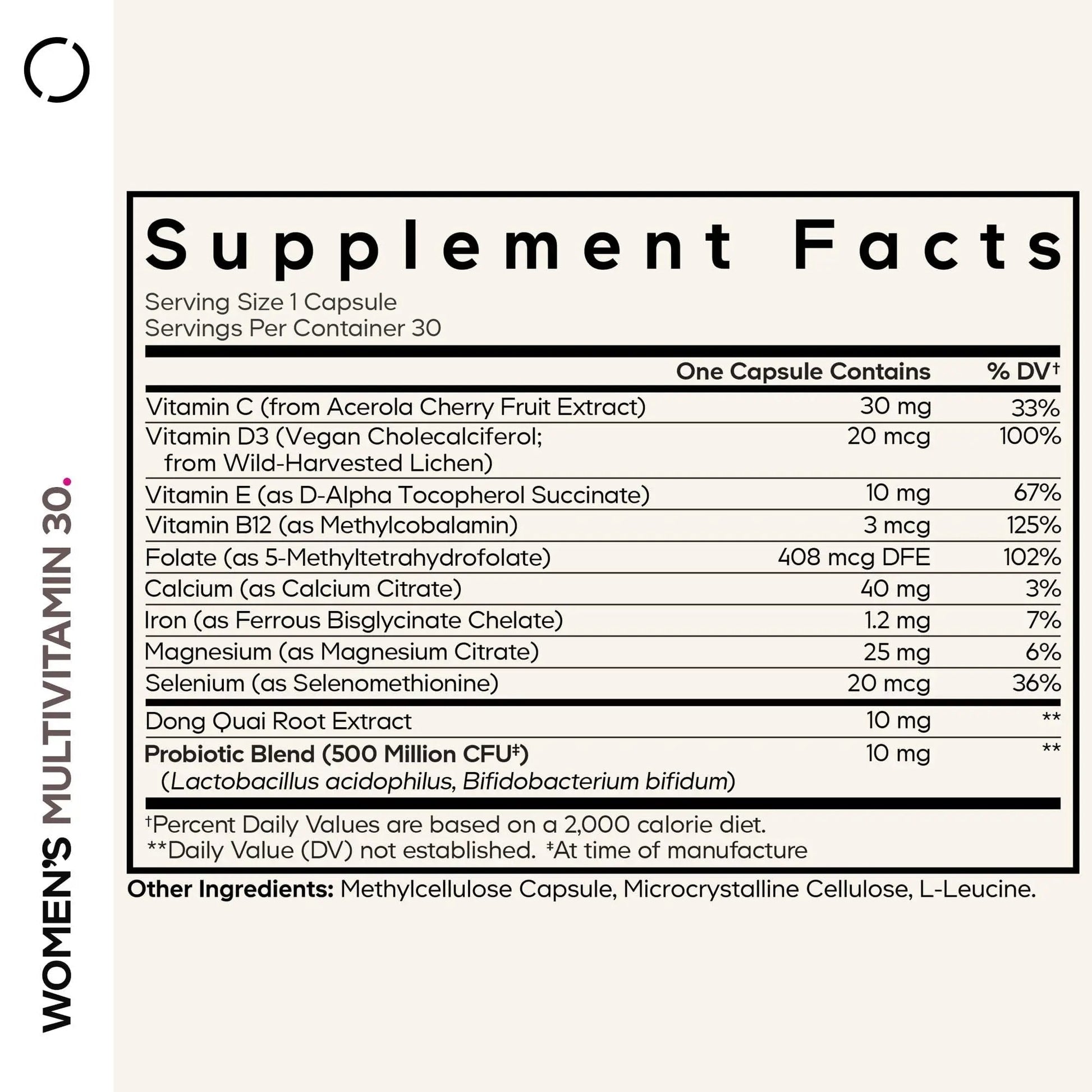 Codeage Women’s Multivitamin - Vitamins A, C, D3, E, B6, B12, Folate, Calcium, Magnesium, Iron, Dong Quai, Probiotics - 1 Capsule Per Serving Codeage Au supplements