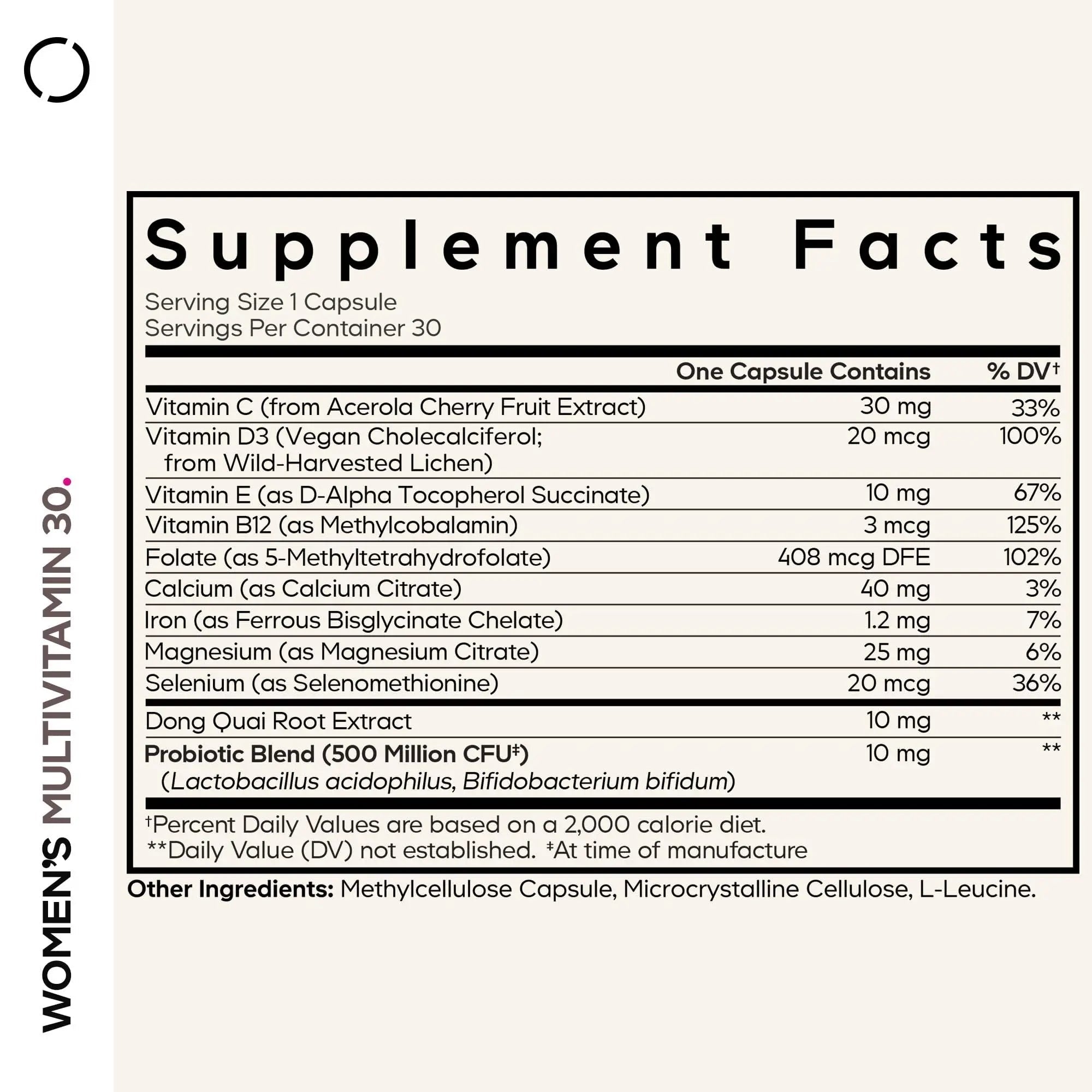 Codeage Women’s Multivitamin - Vitamins A, C, D3, E, B6, B12, Folate, Calcium, Magnesium, Iron, Dong Quai, Probiotics - 1 Capsule Per Serving Codeage Au supplements