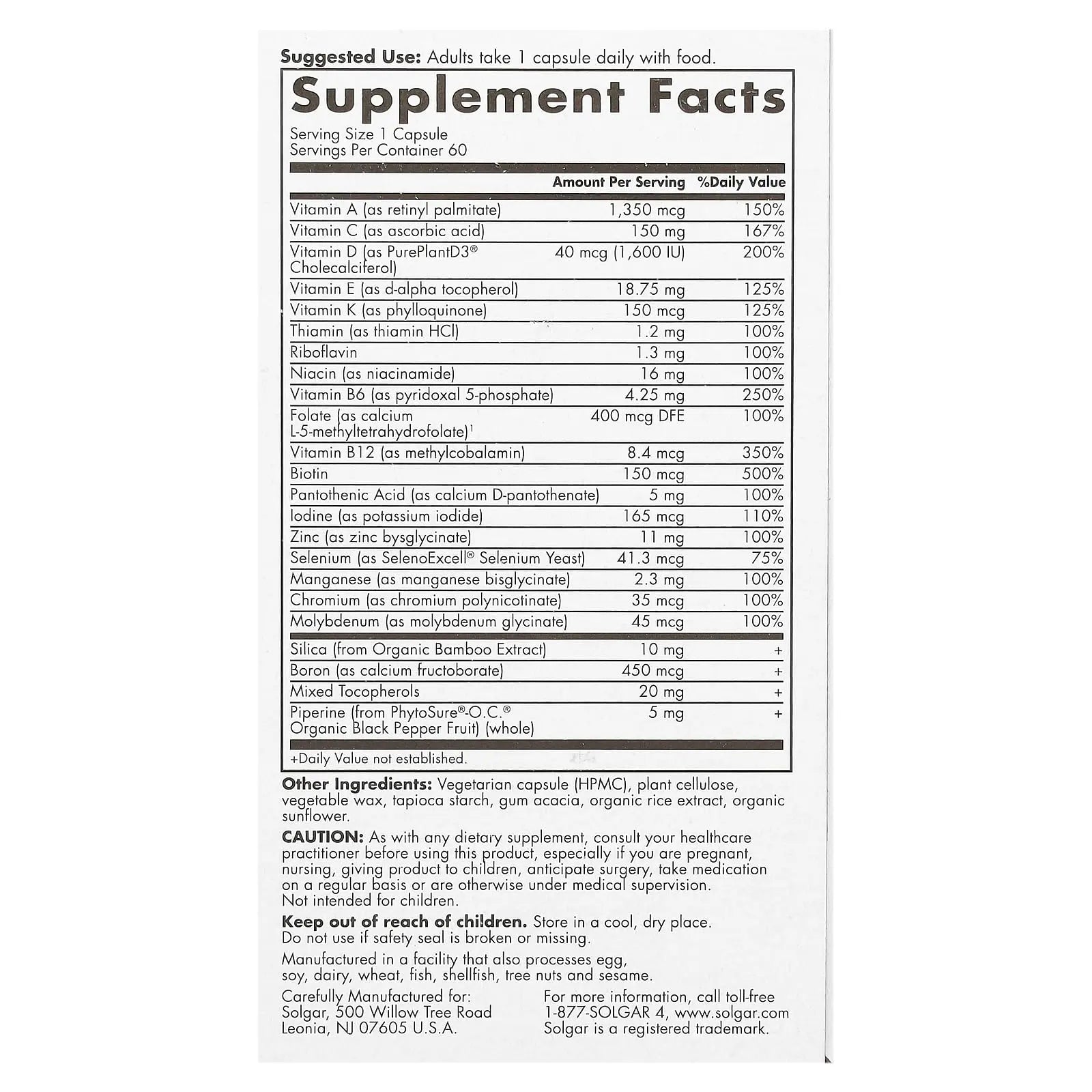 Solgar One Daily Women's Multi 50+ Whole Body Support for Women 50 and Older - Highly Absorbable Heart, Bone & Breast Health Solgar Au supplements