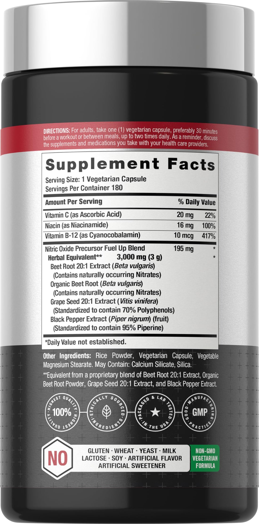 Horbäach Nitric Oxide Beet Root Capsules | 180 Count | with Nitrates and Precursor | for Men and Women | Vegetarian, Non-GMO Horbäach uk supplements