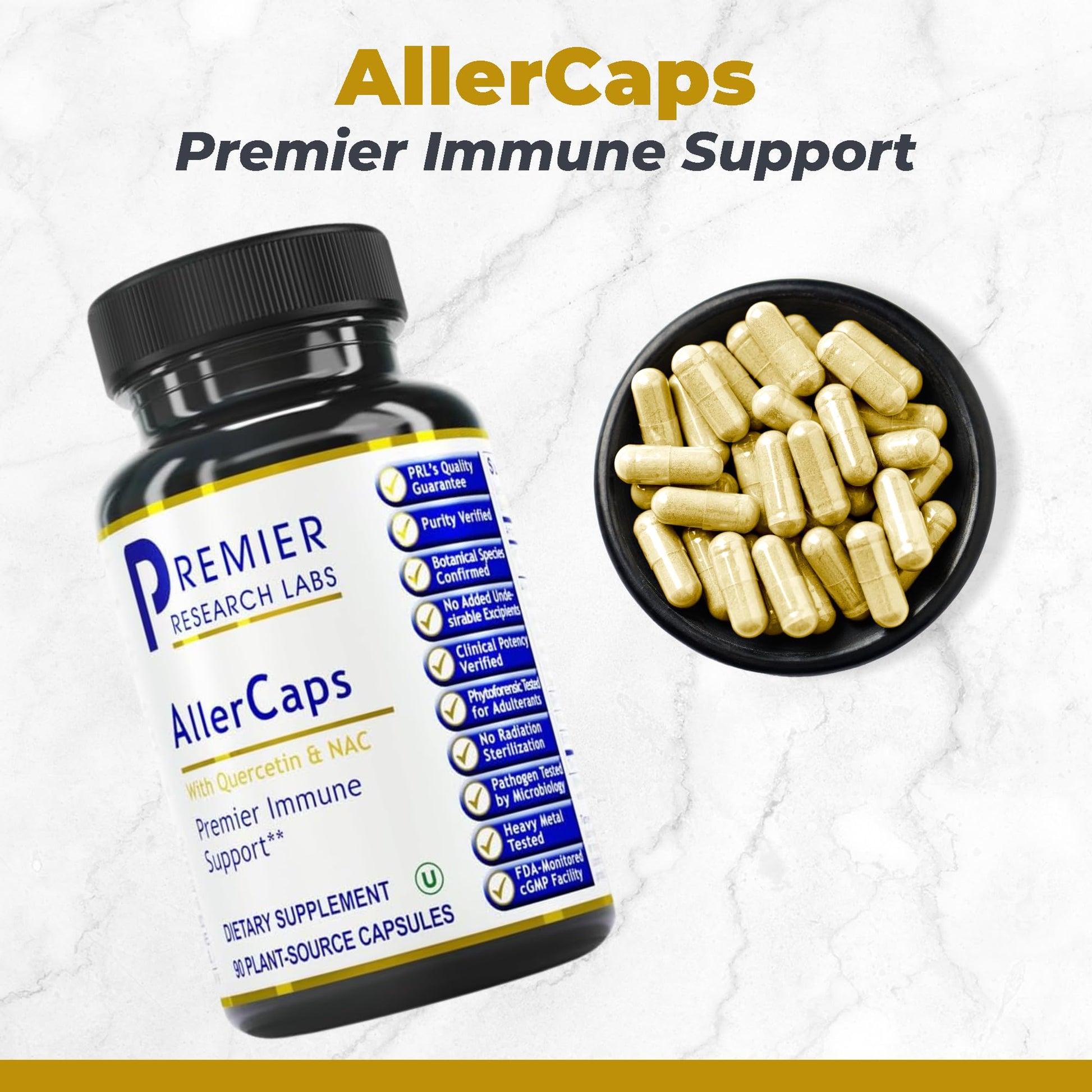 Premier Research Labs AllerCaps - A Lung Health Supplement with NAC/N-Acetyl Cysteine, Featuring Bromelain, Reishi Mushroom & Quertecin, Immune Support Formula - 60 Vegetarian Capsules Premier Research Labs Au supplements