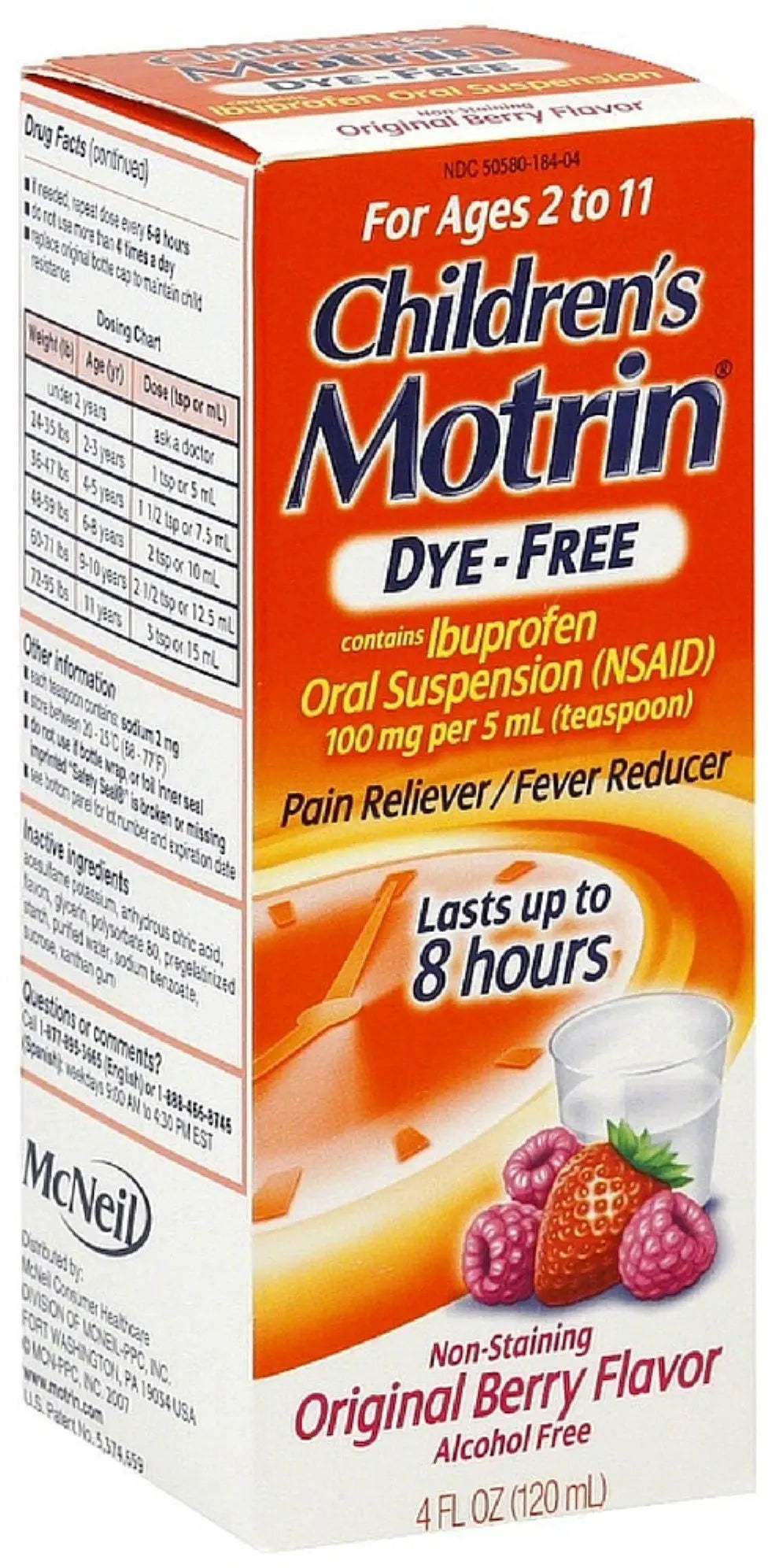 Motrin Children's Dye-Free Pain Reliever/Fever Reducer, Original Berry Flavor 4 Oz (3 Pack) Xllent Au supplements