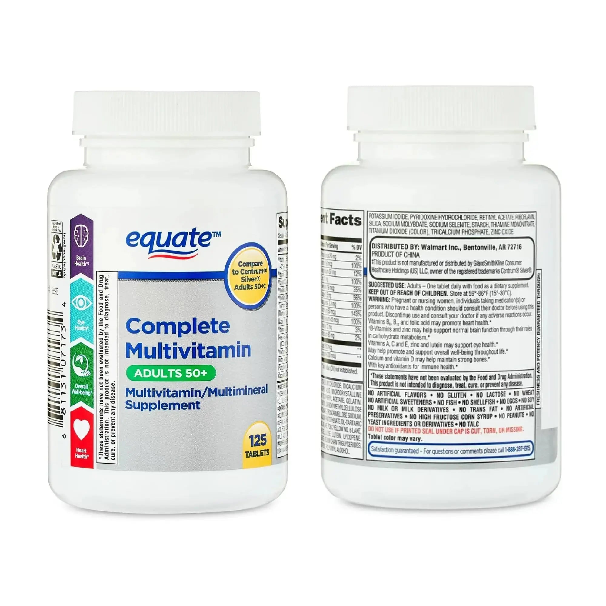 Equate Adult 50+ One Daily Complete Multivitamin Multimineral Supplement Tablets, Healthy Brain Aus Healthcare Au supplements