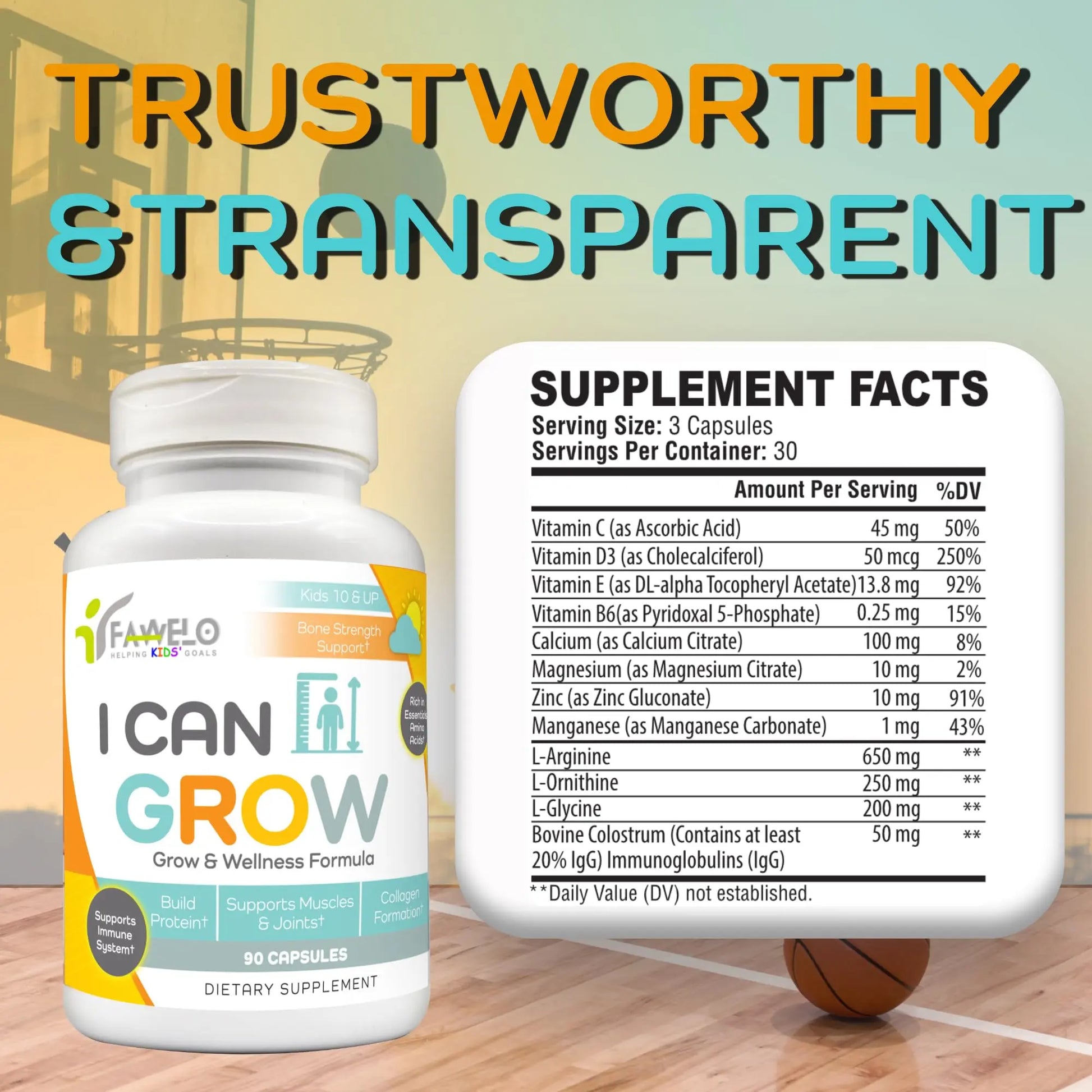 I Can Grow (3 Pack) Height Boosters for Kids 10+, Teen Vitamins for tru Height - Natural Growth Supplement for Optimal Development - Supports Bone Strength and Immune Health with Colostrum Fawelo Au supplements