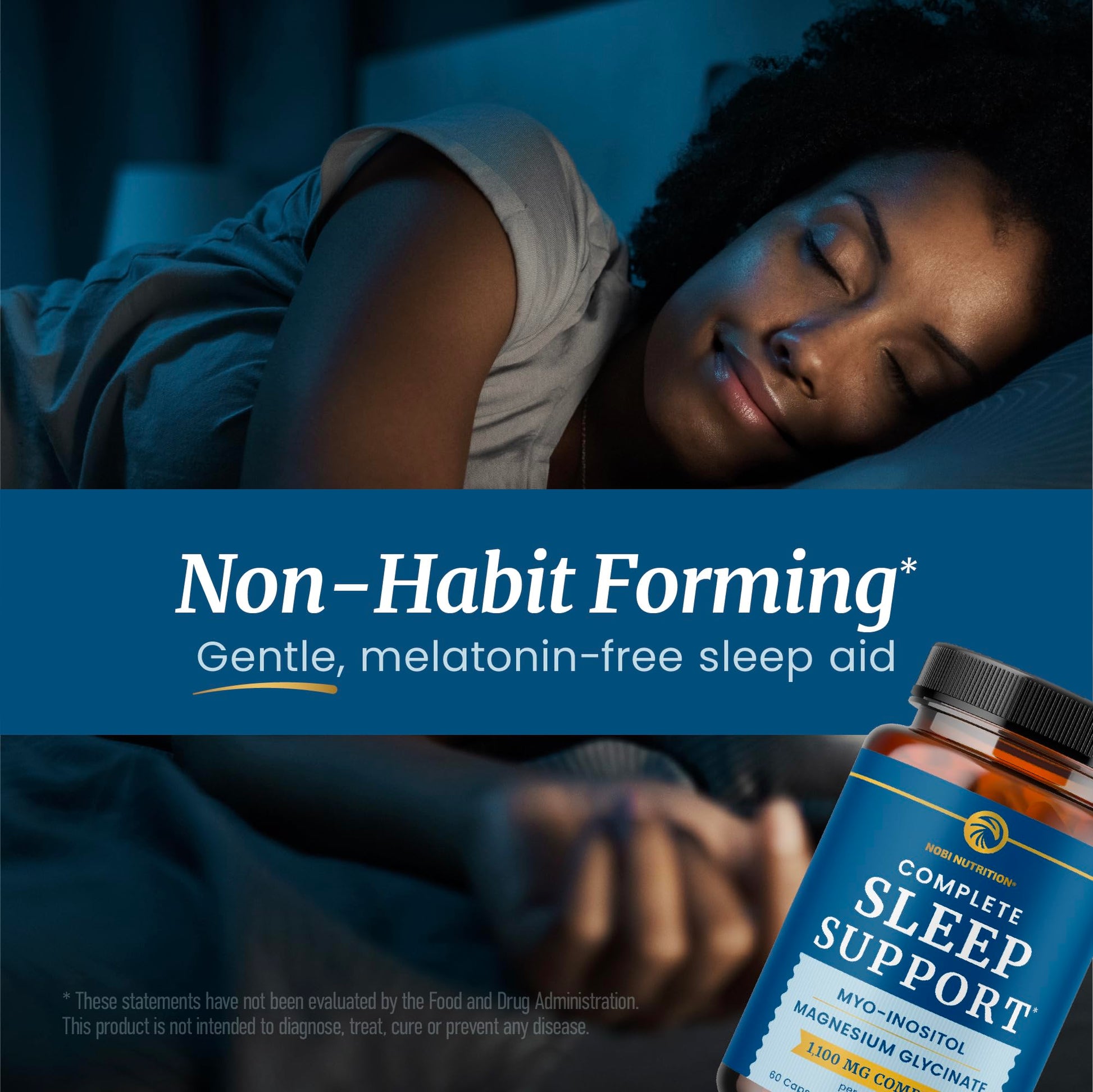 Complete Sleep Support | Myo Inositol + Magnesium Glycinate | Restful Sleep & Relaxation Support | 1100MG Complex | Melatonin-Free, Non-GMO | Inositol Supplement with Magnesium-Glycinate | 60 Ct Nobi Nutrition Au supplements