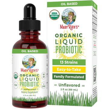 MaryRuth Organics Liquid Probiotic for Ages 4+ | 2 Billion CFU | 13 Probiotic Strains | Gut Health & Digestive Support | Gas & Bloating Support | Vegan | Gluten Free | Travel-Friendly | 20 Servings MARYRUTH'S Au supplements