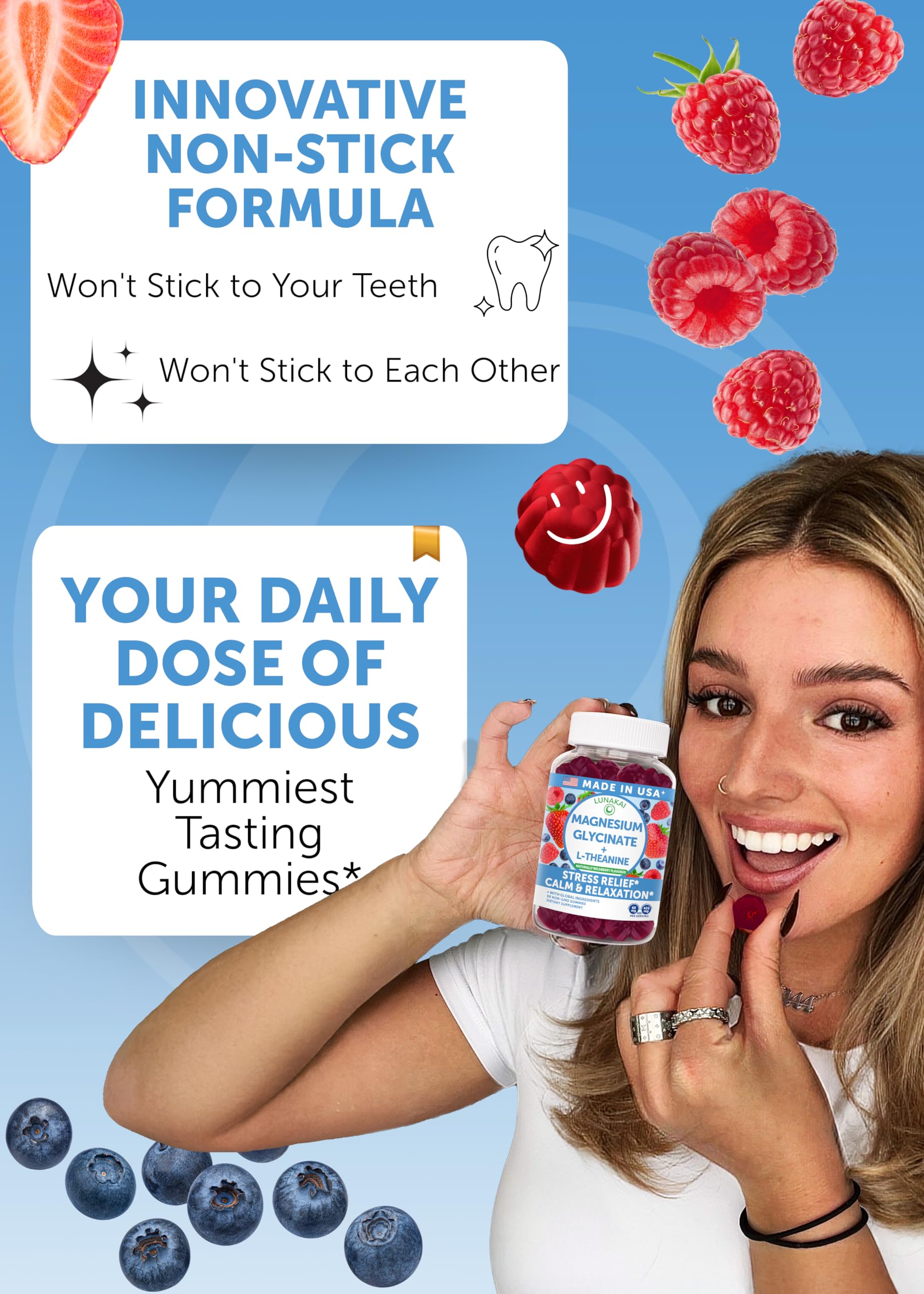 Lunakai USA Made Magnesium Glycinate Gummies 426mg with L-Theanine – Calm, Sleep, Stress Relief for Adults & Kids, Non-GMO, Vegan, 60ct Lunakai Au supplements