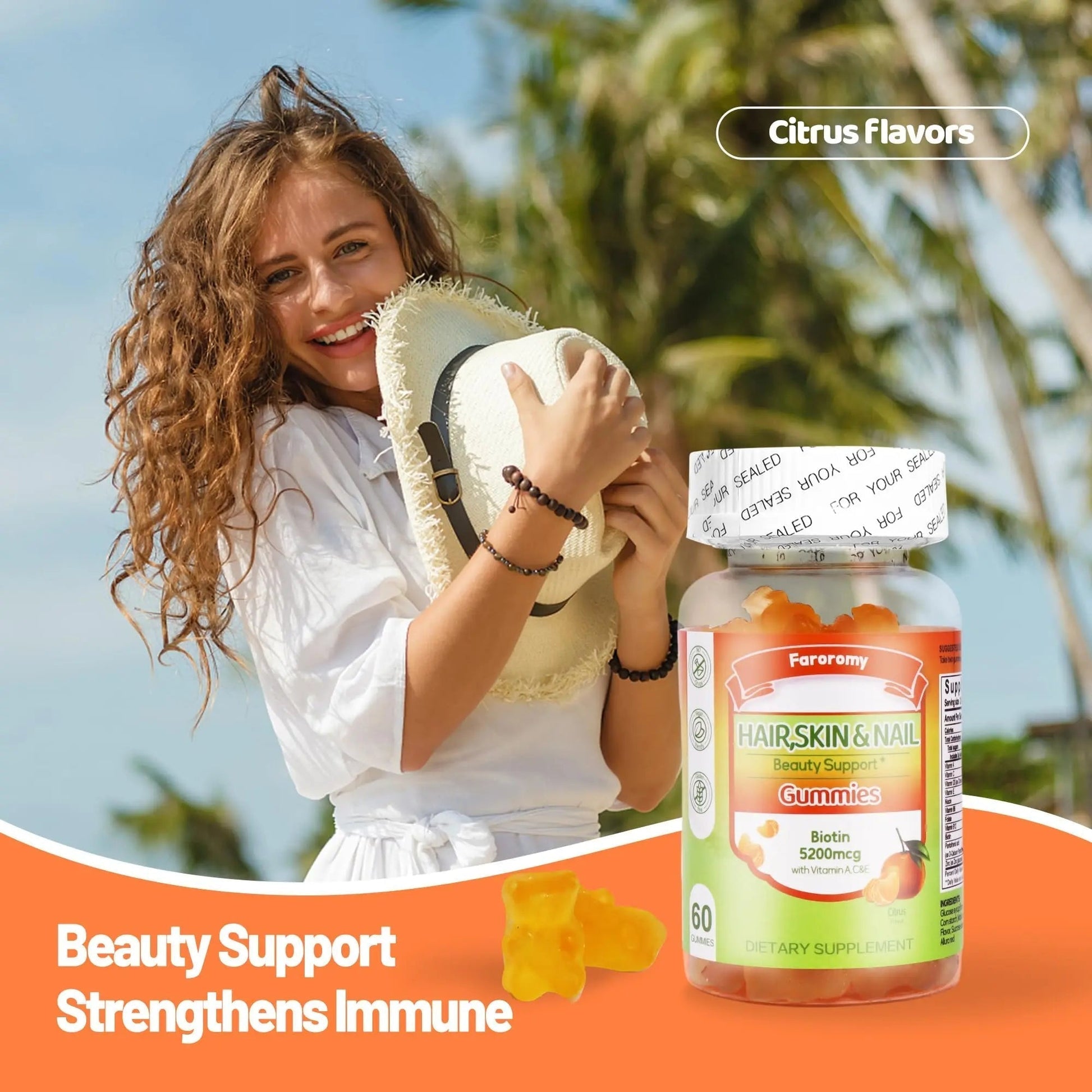 Faroromy Multivitamin Gummies for Adult 5200mcg Biotin, Citrus Flavored Daily Multivitamins with Vitamins A, C, D3, E, B6 and B12 Faroromy Au supplements