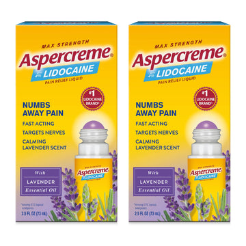 Aspercreme Essential Oils Lidocaine Pain Relief with No-Mess Roll-On Applicator, Max-Strength Lidocaine Numbs Away Nerve Pain, Moisturizing Aloe Hydrates Skin, Lavender, 2.5 Oz., 2pk Aspercreme Au supplements