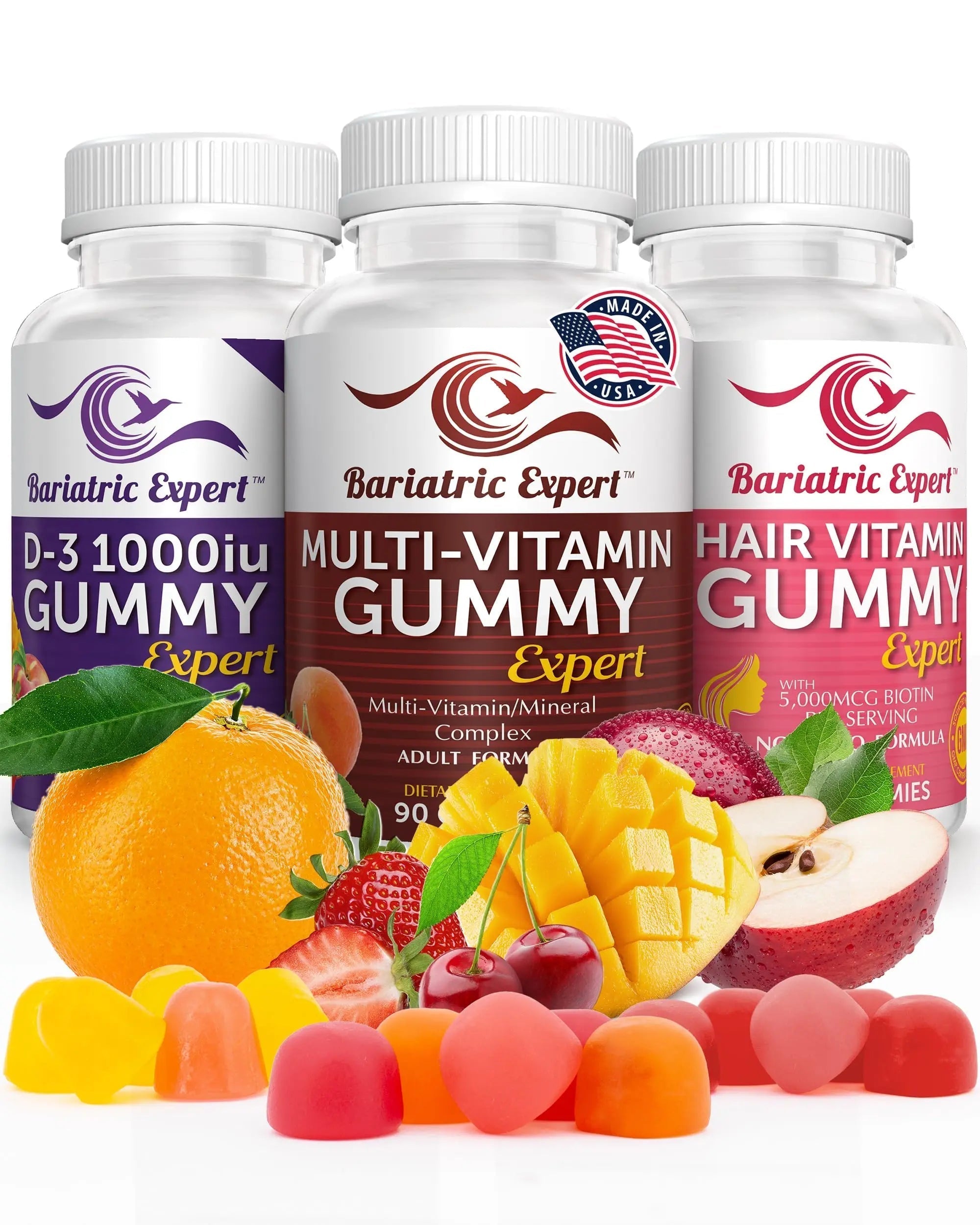 Bariatric Multivitamin 3 Pack, Multivitamin Gummy 90 Chews. - D3 Gummies 90 Chew - Hair Vitamin Gummy 60 Chews. Bariatric Food Expert Au supplements