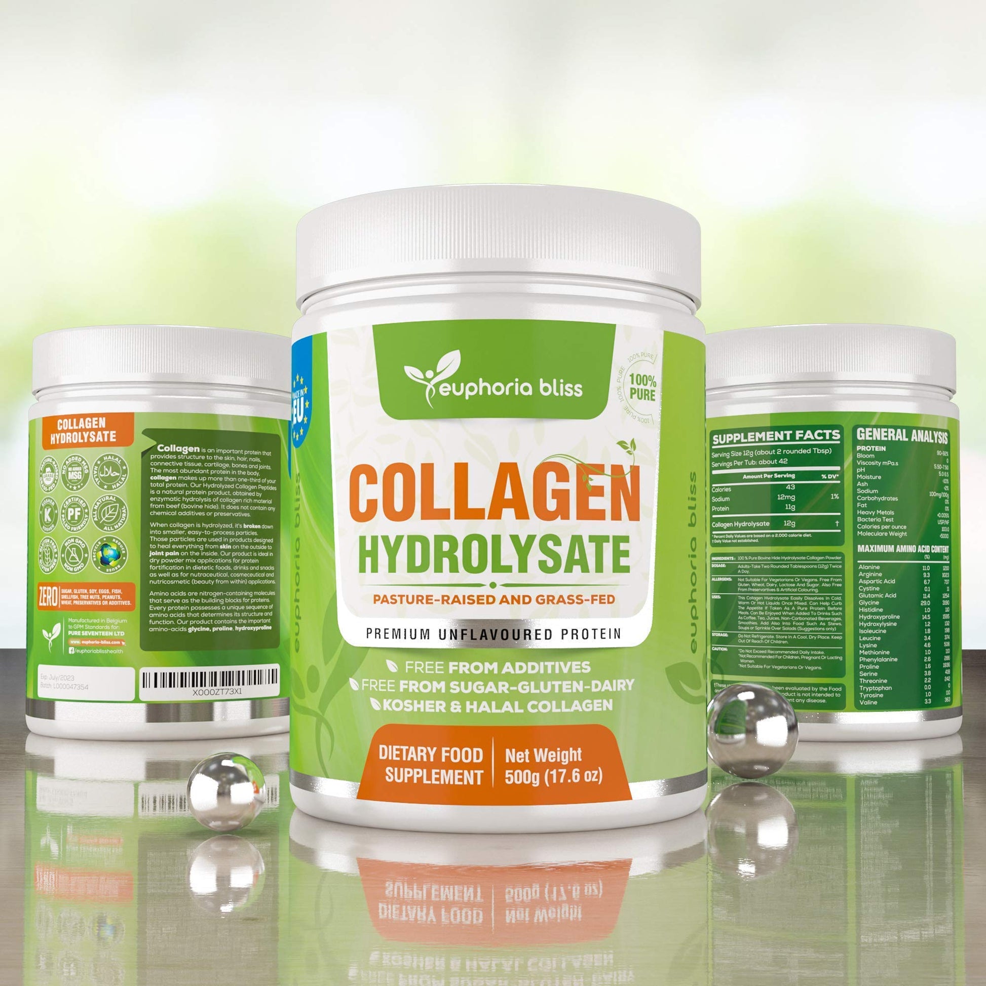 Premium Collagen Powder 500g Unflavoured High Grade Hydrolysed Collagen Joints, Bones, Gut, Wrinkles, Hair, Skin, Nails, Pain, Injury, Sleep, Fitness, Keto Euphoria Bliss Au supplements