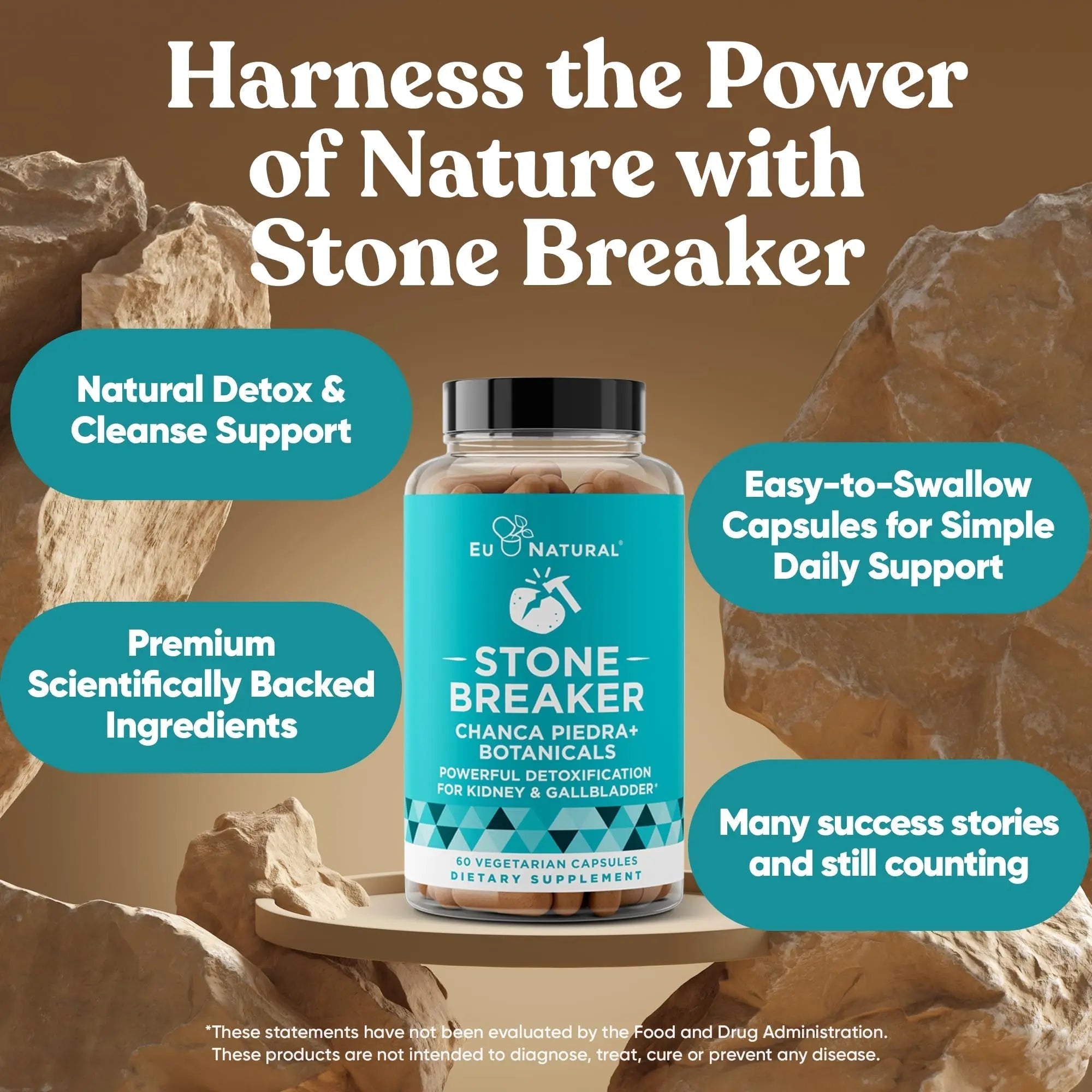 Chanca Piedra Stone Breaker - The Original Stone Breaking Formula with Celery Seed & Parsley - Supports Kidney, Gallbladder & Urinary Tract Cleansing to Help Flush Impurities - 60 Vegetarian Capsules Eu Natural Au supplements