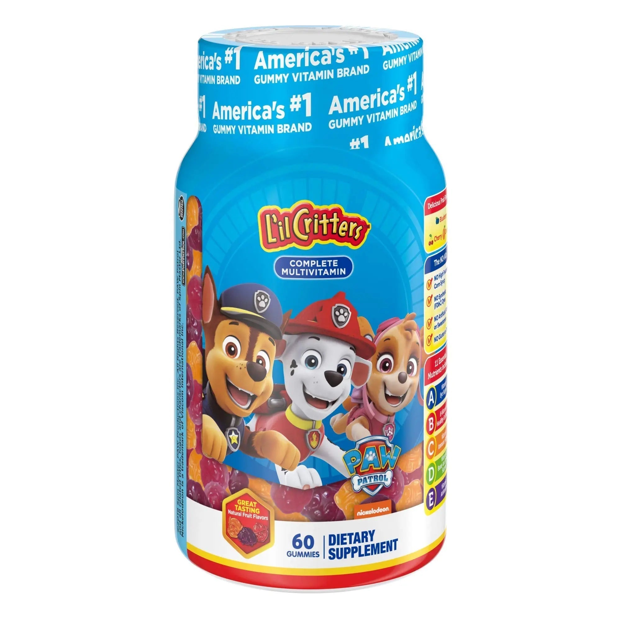 L'il Critters Paw Patrol Gummy Vites Daily Gummy Multivitamin for Kids, 60 Gummies and Pampers Baby Clean Wipes, 1 Flip-Top Pack (72 Wipes) Lil Critters Au supplements