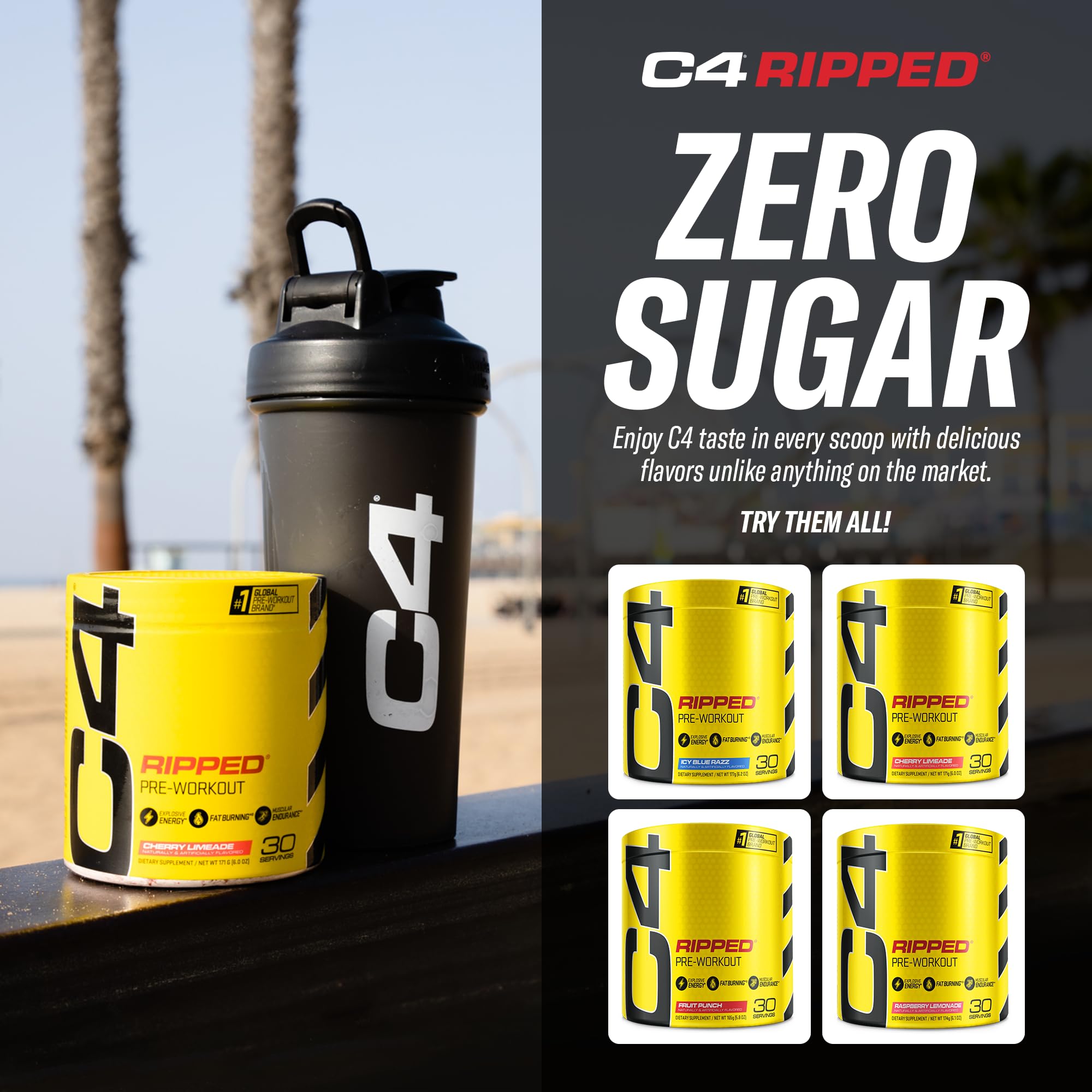 Cellucor C4 Ripped Pre Workout Powder Cherry Limeade | Creatine Free + Sugar Free Cellucor Au supplements