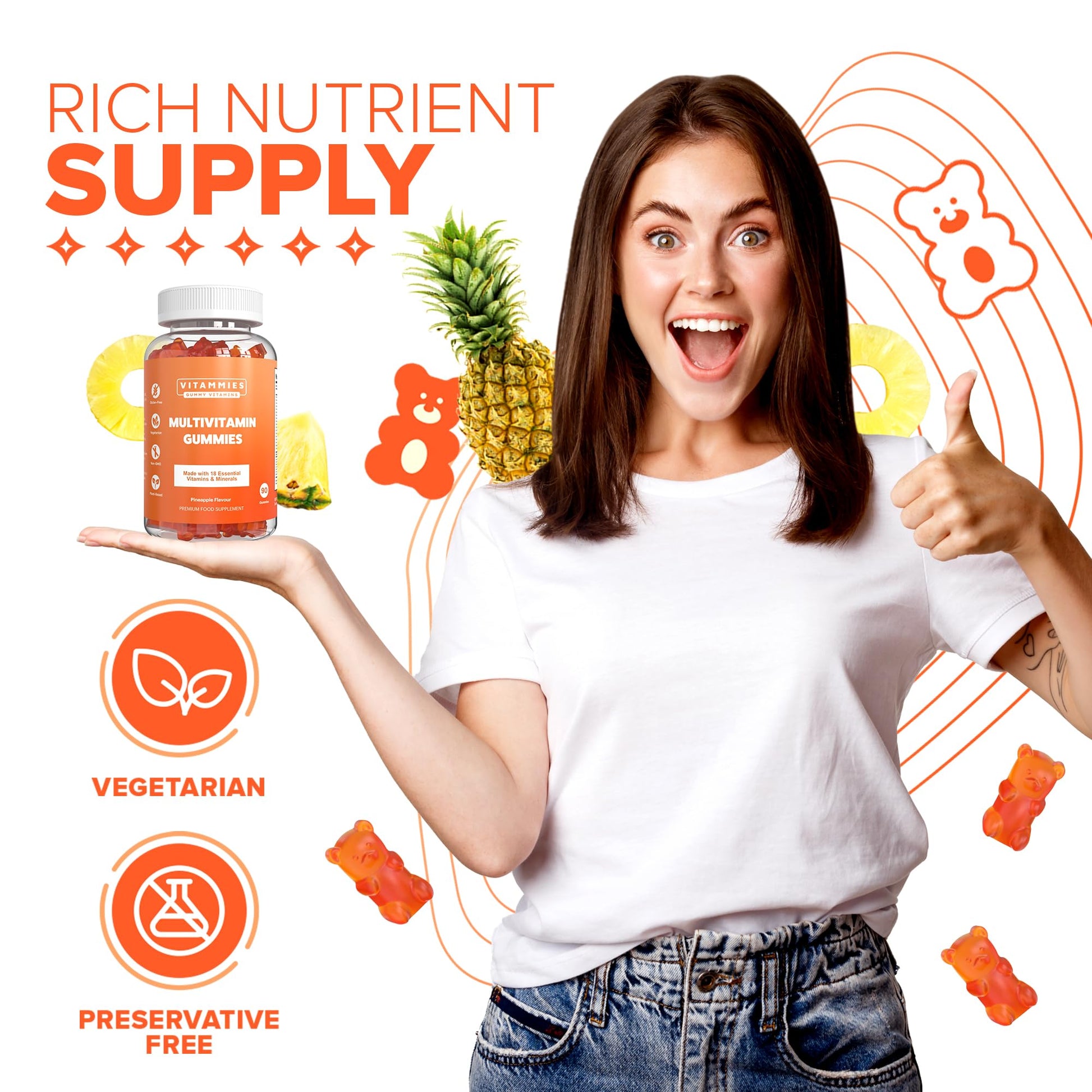 Multivitamin Gummies for Women & Men - 3 Months Supply - 18 Multivitamins & Minerals Vitammies Au supplements