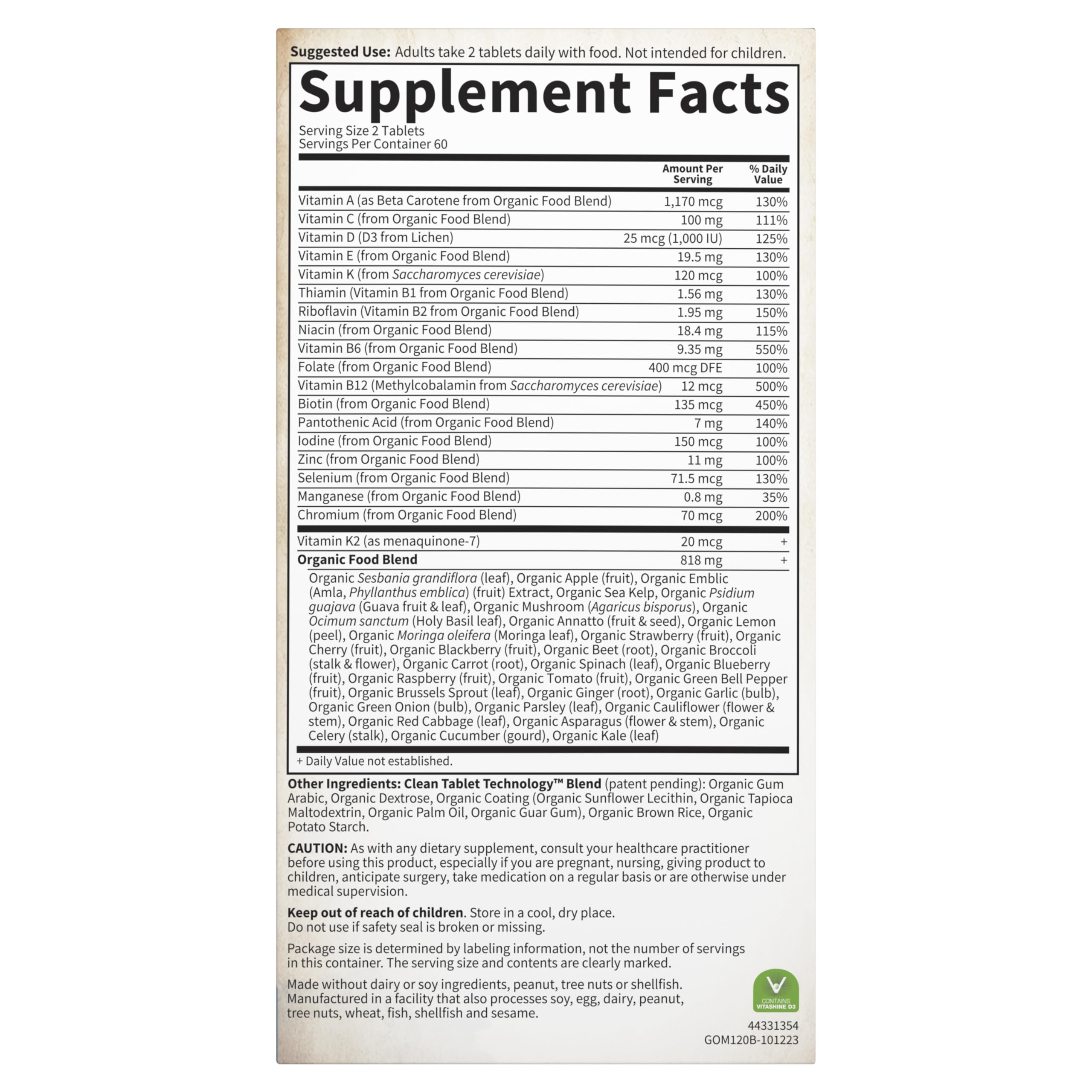Garden of Life Organics Whole Food Multivitamin for Men, 120 Tablets, Vegan Mens Vitamins and Minerals for Health and Well-Being, Certified Organic Vegan Multi Garden of Life Au supplements