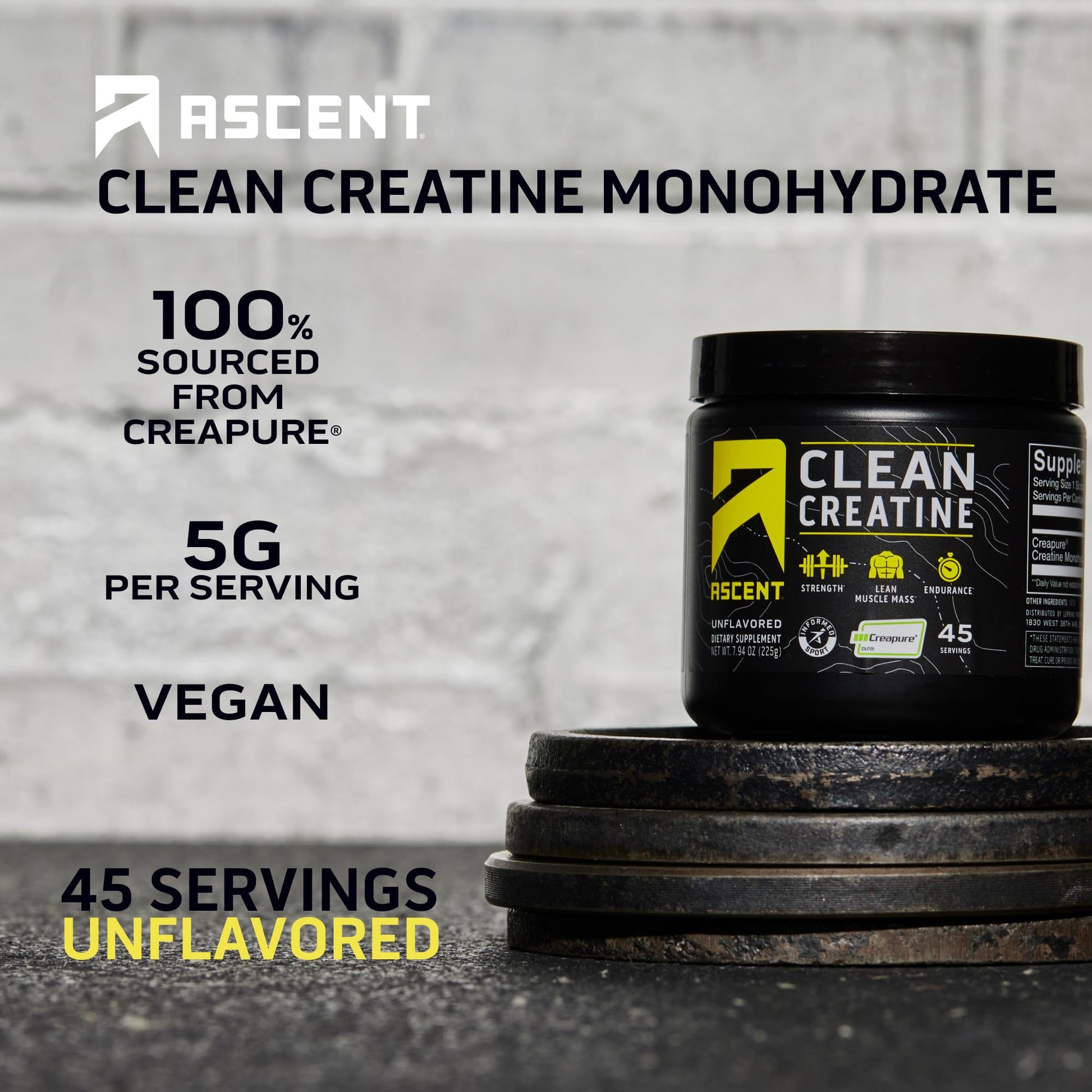 Ascent Clean Creatine Monohydrate Powder - 5G Per Serving, Creapure Creatine Supple Ascent Au supplements