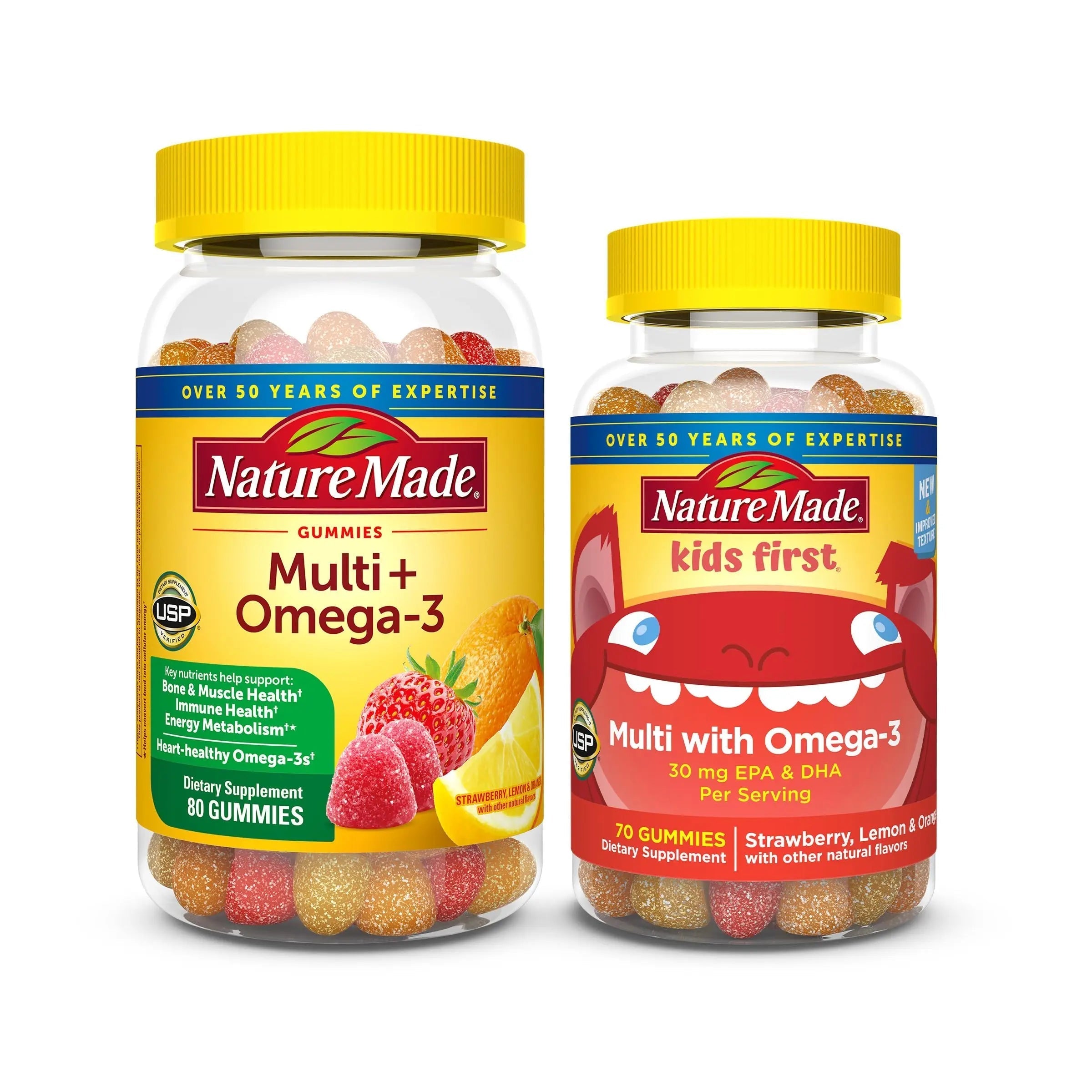 Nature Made Adult & Kids Multivitamin Gummies Combo Pack, Multis with Vitamin C, Vitamin D3, B Vitamins, Zinc, Omega 3 Fish Oil & More Nature Made Au supplements