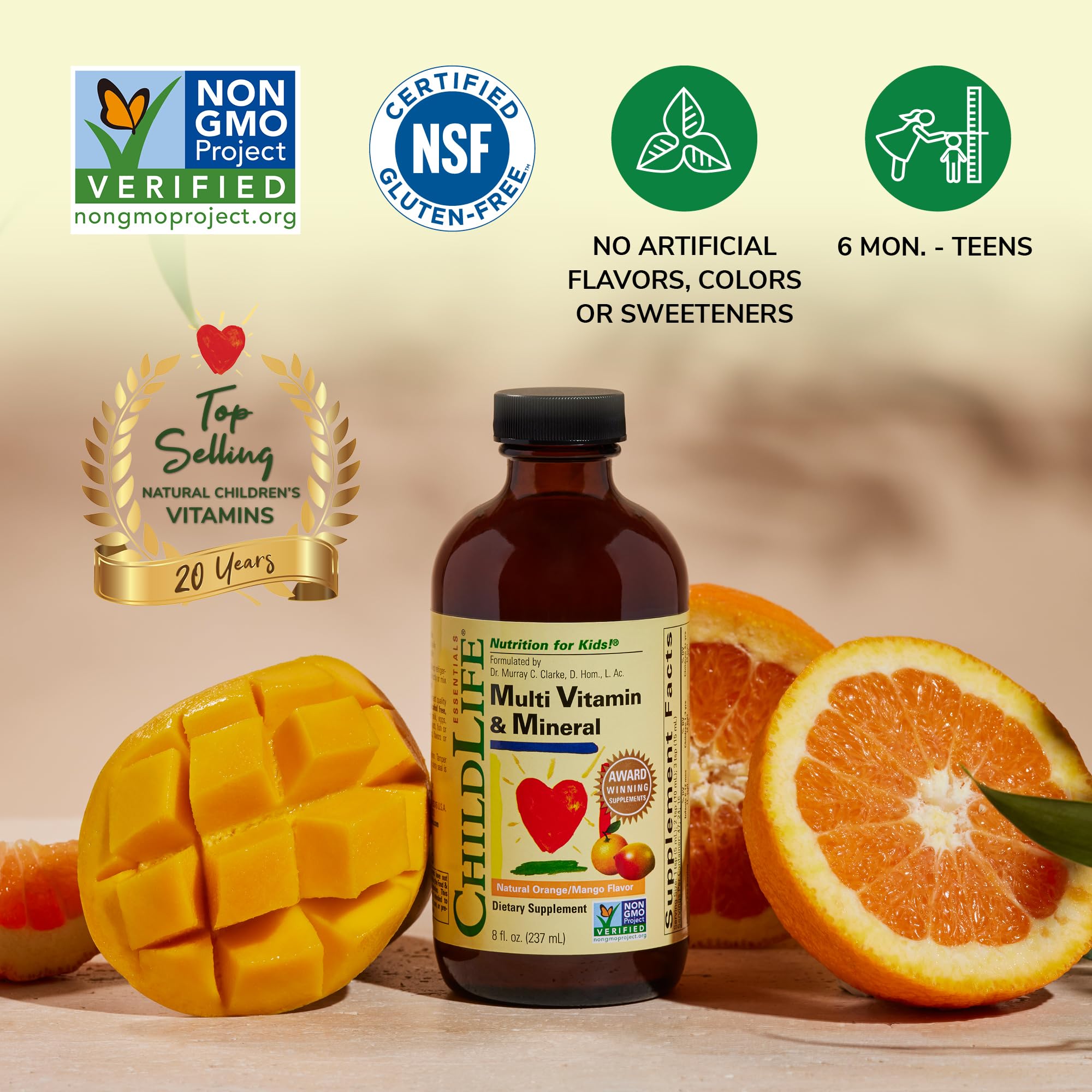 CHILDLIFE ESSENTIALS Kids Multivitamin & Mineral - Kids Vitamins, Liquid Multivitamin for Kids, Toddler Multivitamins, Liquid Vitamins, Baby Multivitamin - Natural Orange & Mango, 8 Fl Oz (Pack of 4) CHILDLIFE ESSENTIALS Au supplements