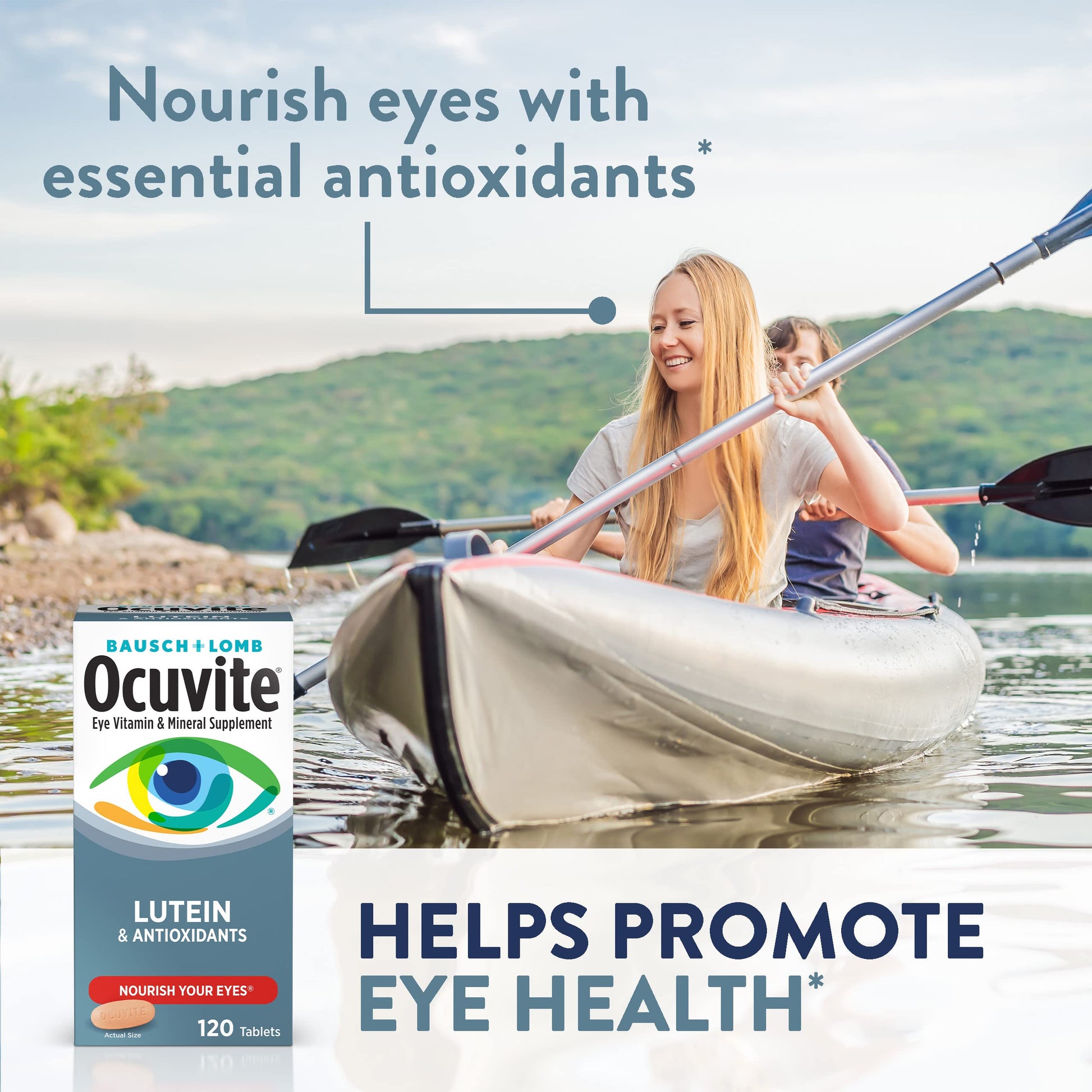 Ocuvite Eye Vitamin & Mineral Supplement, Lutein & Antioxidant Vitamins A, C, E, Zinc for Eye Health, Vitamins for Eyes, 120 Tablets (Pack of 2) Ocuvite Au supplements