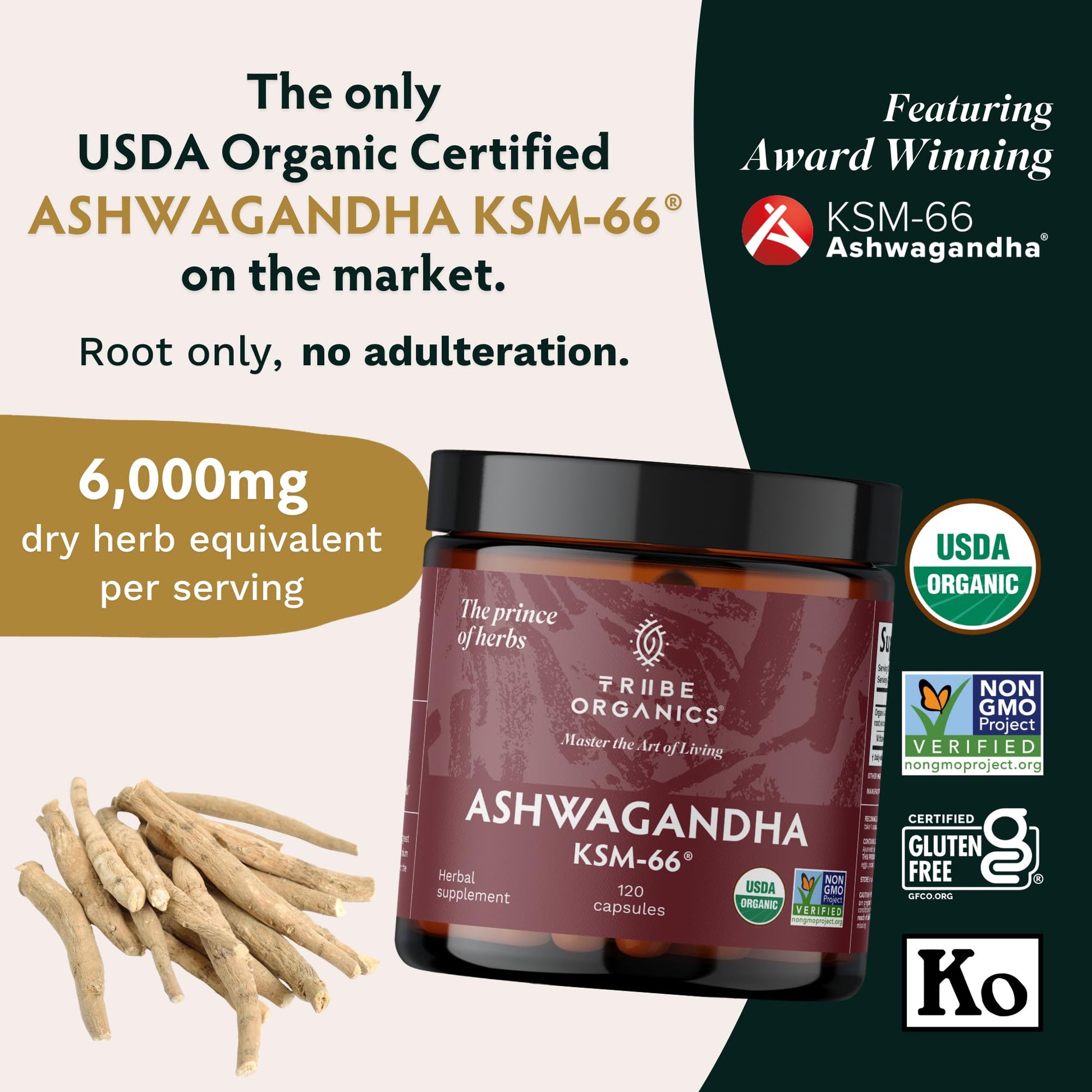 TRIBE ORGANICS Ashwagandha KSM 66 Pure Organic Root Powder Extract Ayurvedic TRIBE ORGANICS Au supplements