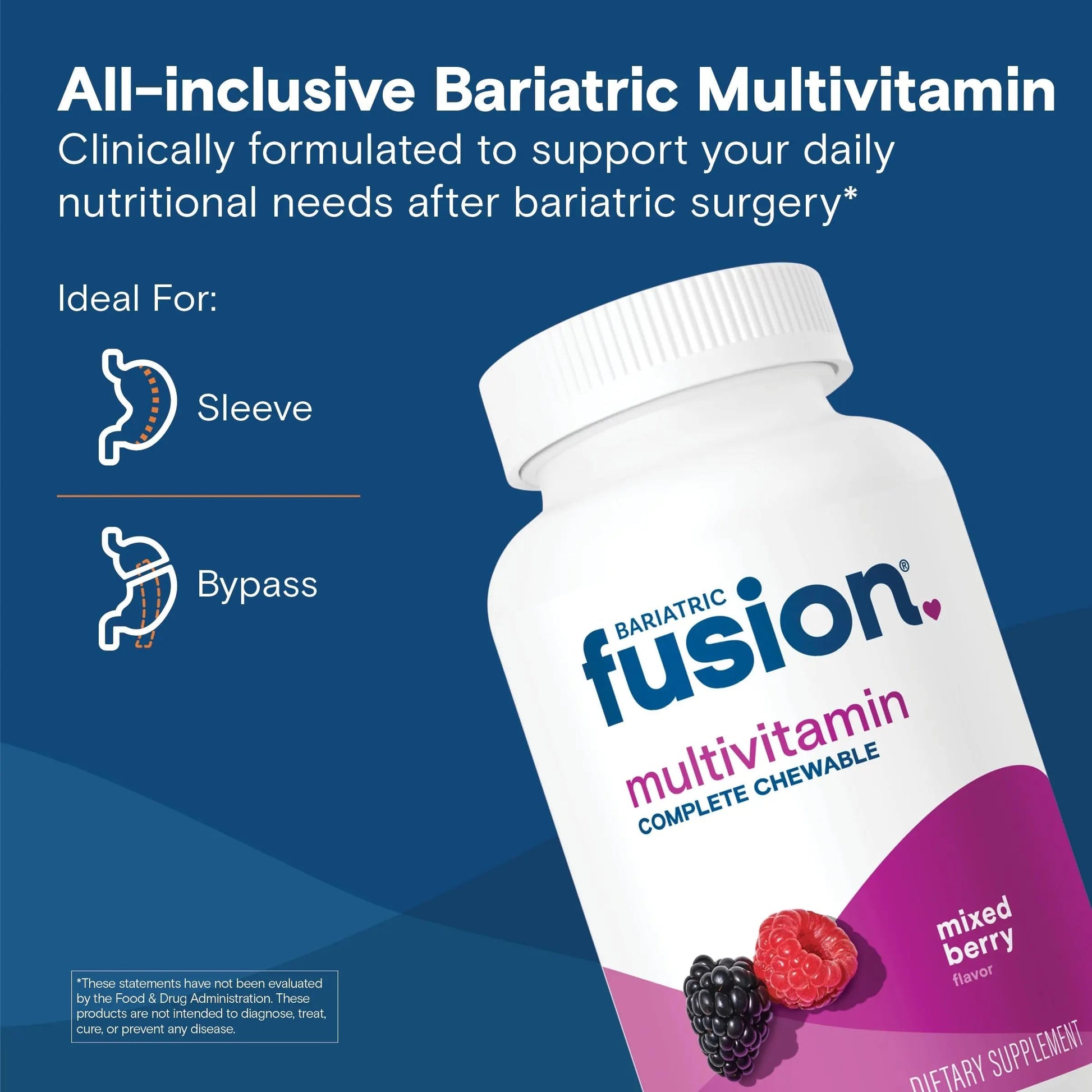 Bariatric Fusion Bariatric Multivitamin with Iron Complete Chewable | Mixed Berry | Post Bariatric Vitamins Bariatric Fusion Au supplements