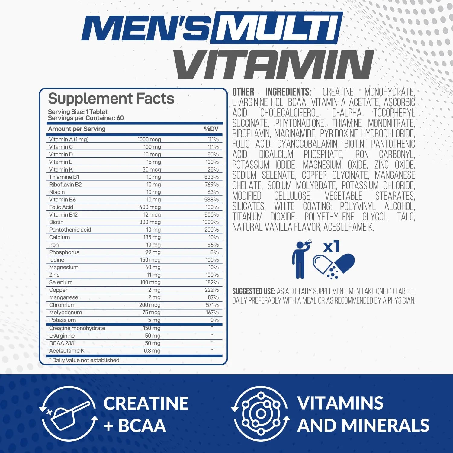 Forzagen Essentials Men's Multivitamin with Creatine and BCAA, Complete Vitamin and Mineral Complex, 60 Tablets Forzagen Au supplements