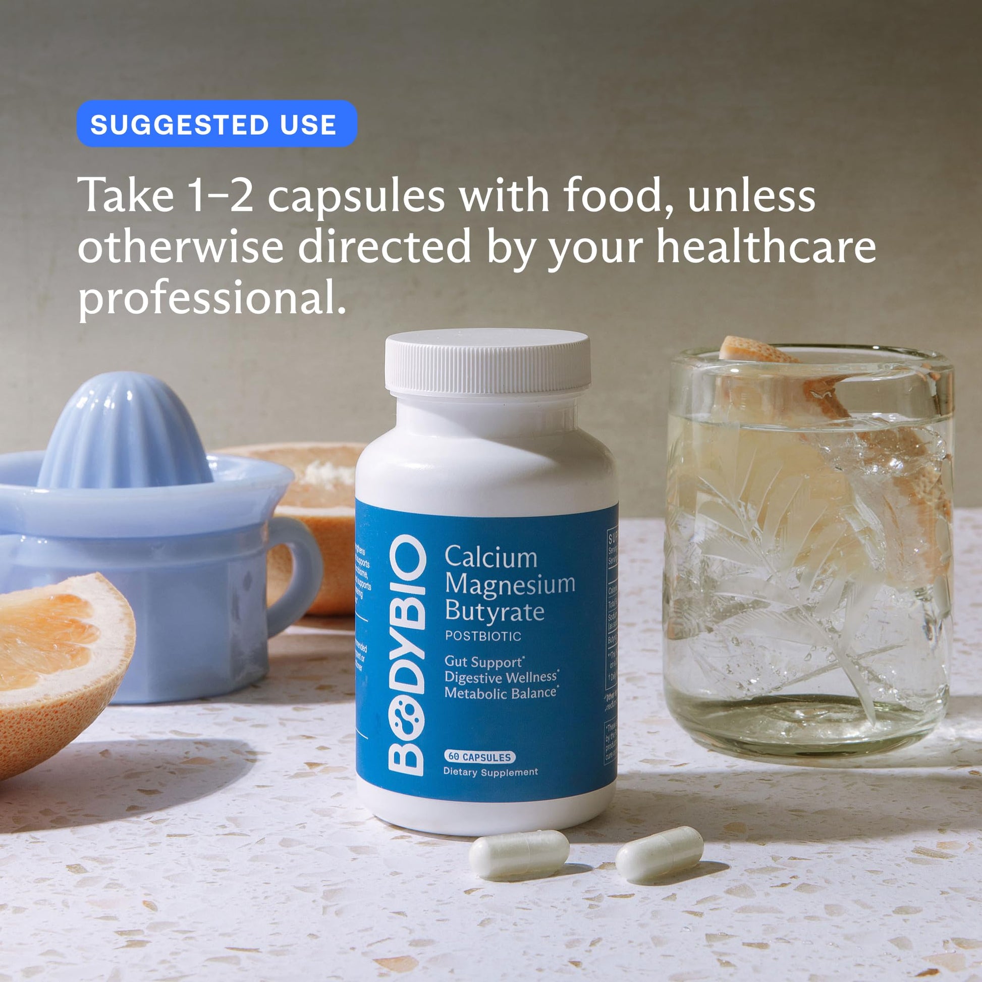 BodyBio Butyrate - Postbiotic for Gut Health, Digestive Support, Bloat, Gas & Constipation Relief, Leaky Gut Repair - Calcium, Magnesium + Butyric Acid Supplement for GI Wellness BodyBio Au supplements