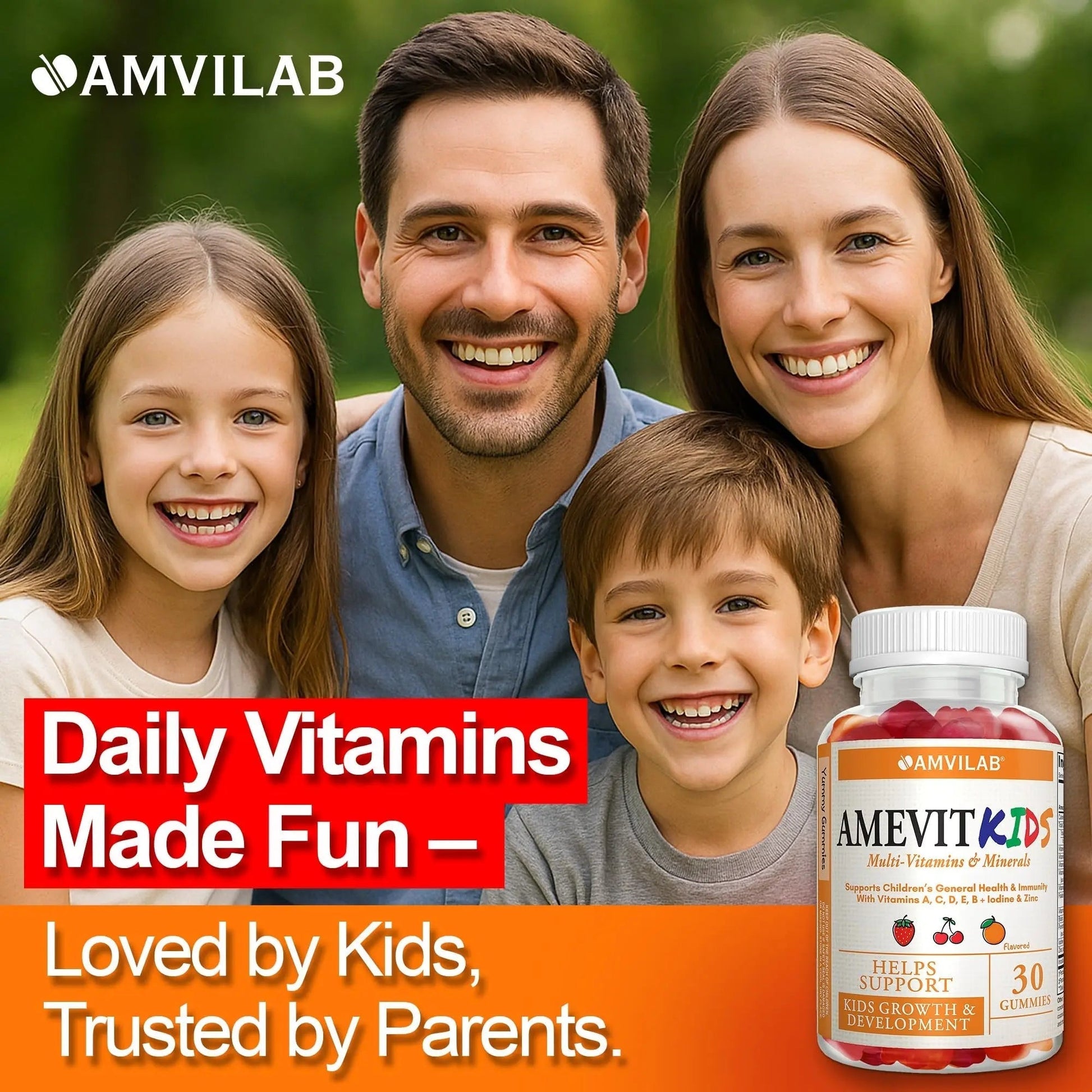AMVILAB Amevit Kids Gummy Multivitamin – Complete Daily Vitamins for Children – with Essential Nutrients for Growth & Immunity AMVILAB Au supplements