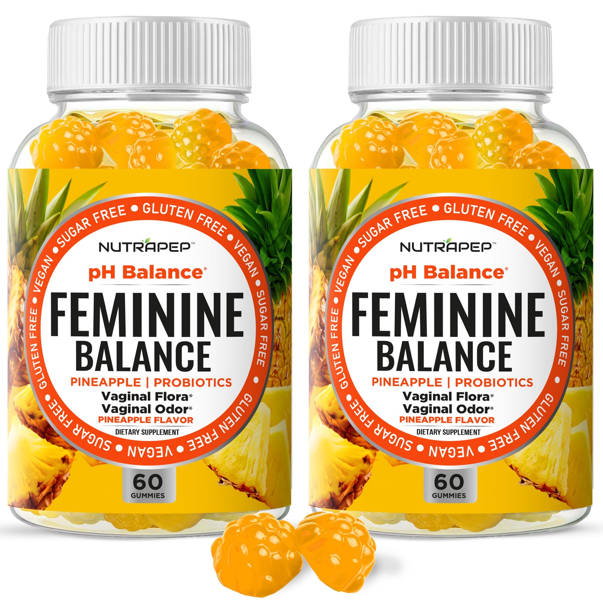 NutraPep Feminine Balance Probiotics Gummies for Women - Vaginal Health & Women's pH Balance Natural Gummy Supplement with Cranberry Pineapple Powder - Sugar Free Gluten Free Vegan (Pack of 2) NutraPep Au supplements