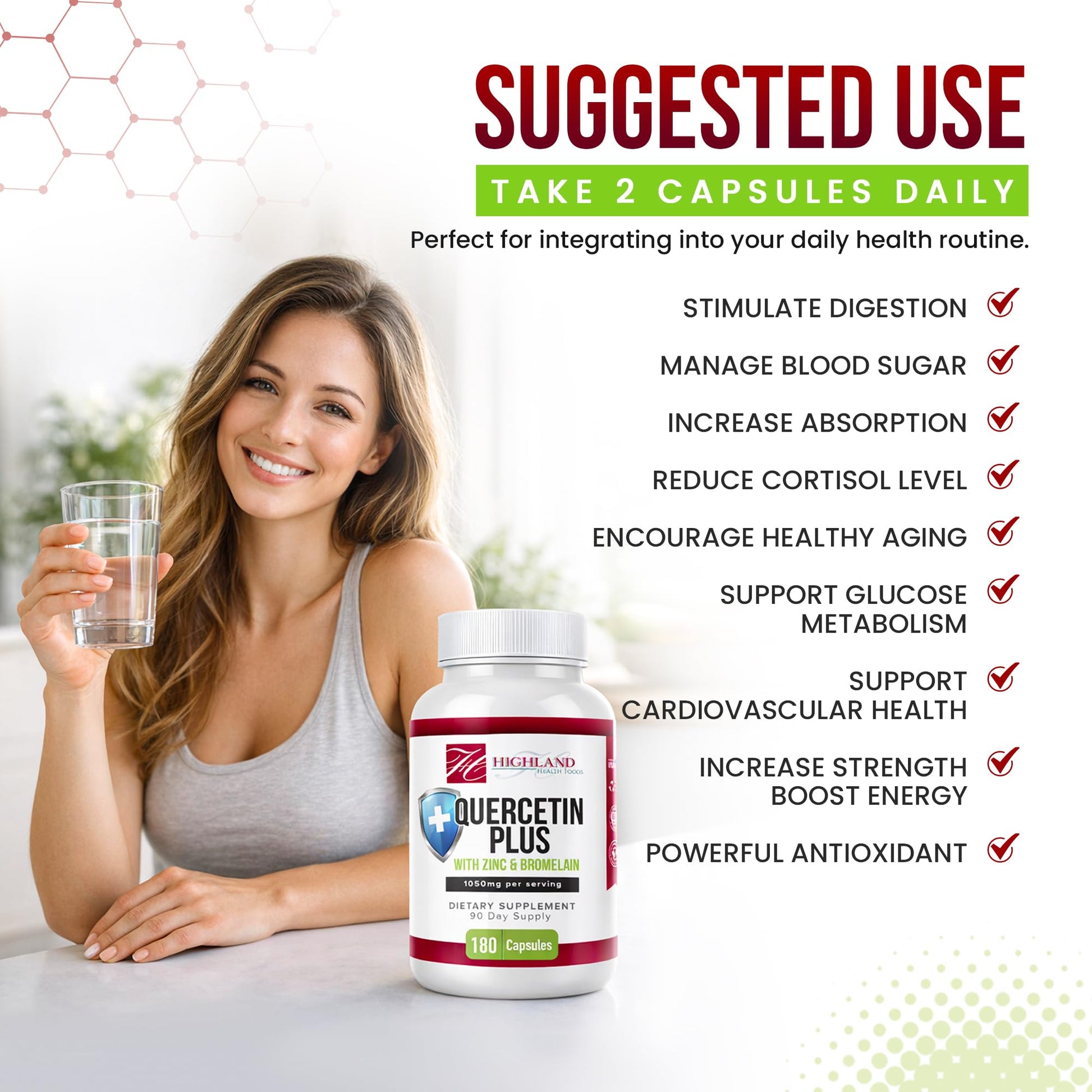 Highland Health Foods Quercetin Plus Bromelain and Zinc 180 Capsules - Immune Support Supplement for Adults, Teens, Seniors - Quercetin with Bromelain for Immune Support Highland Health Foods Au supplements