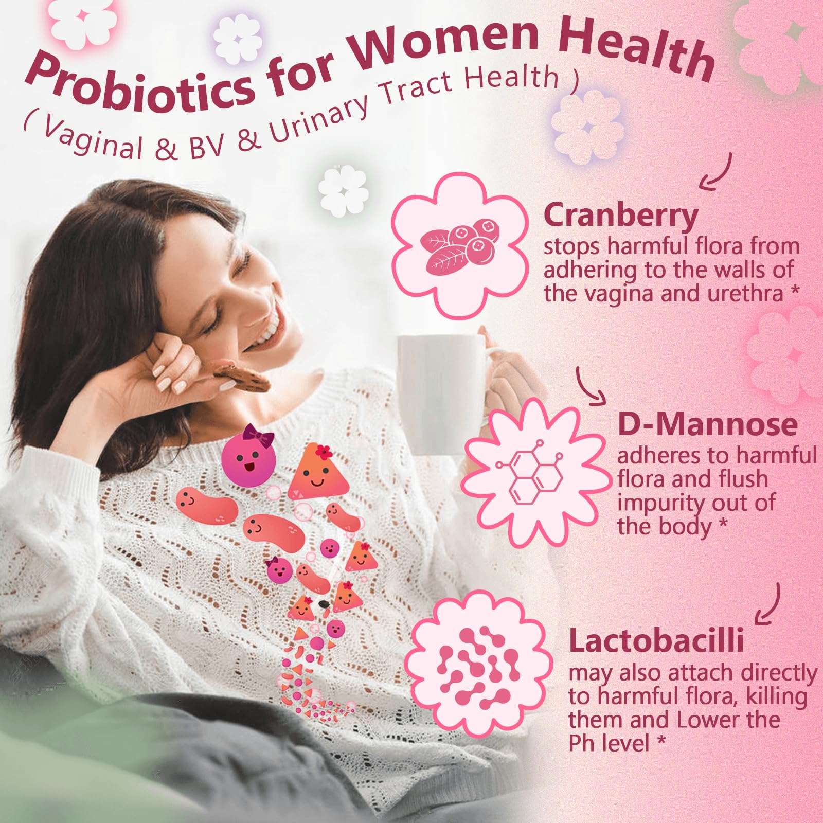 Probiotics for Women Digestive Health, Vaginal Probiotics with D-Mannose & Cranberry NATURE TARGET Au supplements