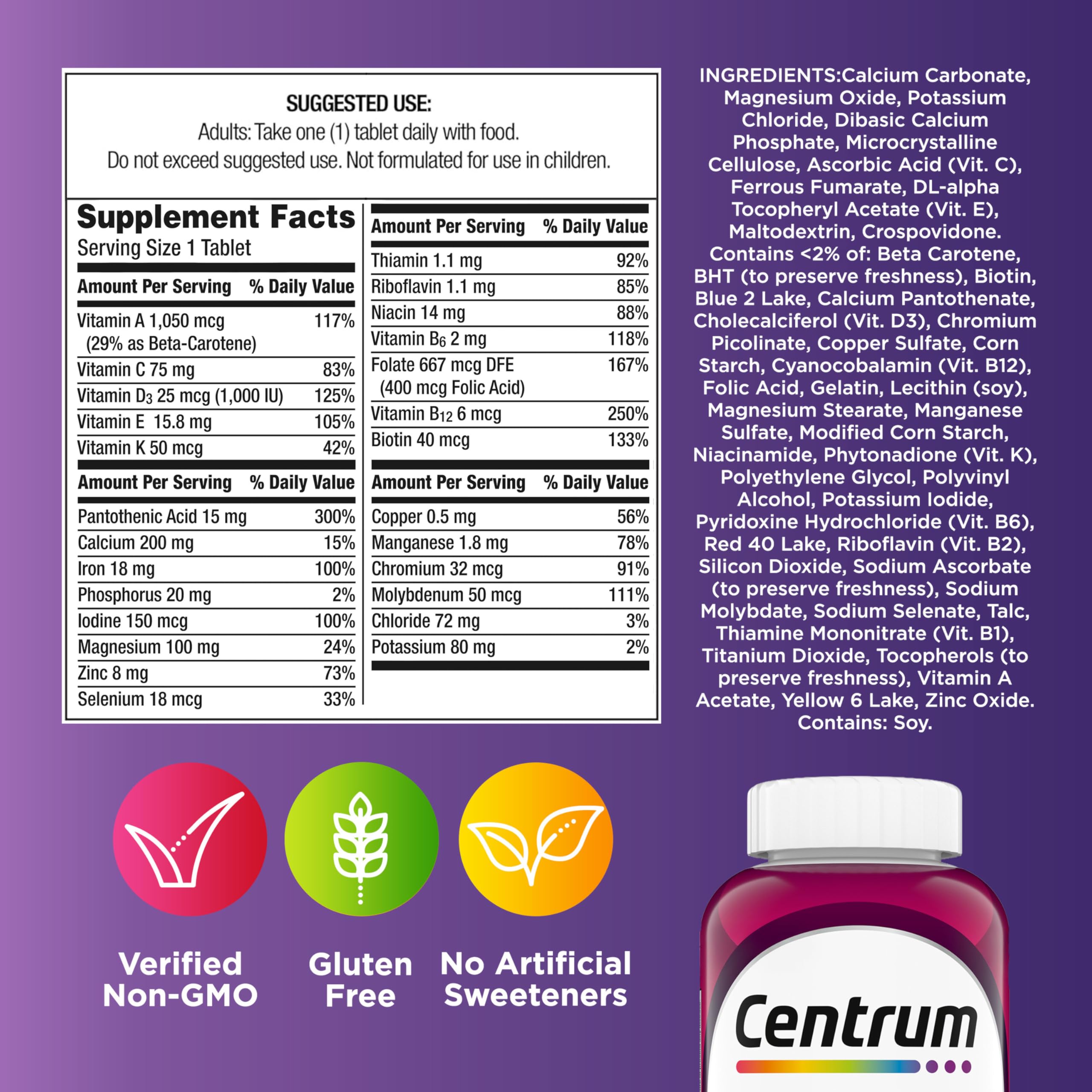 Centrum Multivitamin for Women, Multimineral Supplement with Iron, Vitamin D3, B Vitamins and Antioxidant Vitamins C and E Centrum Au supplements